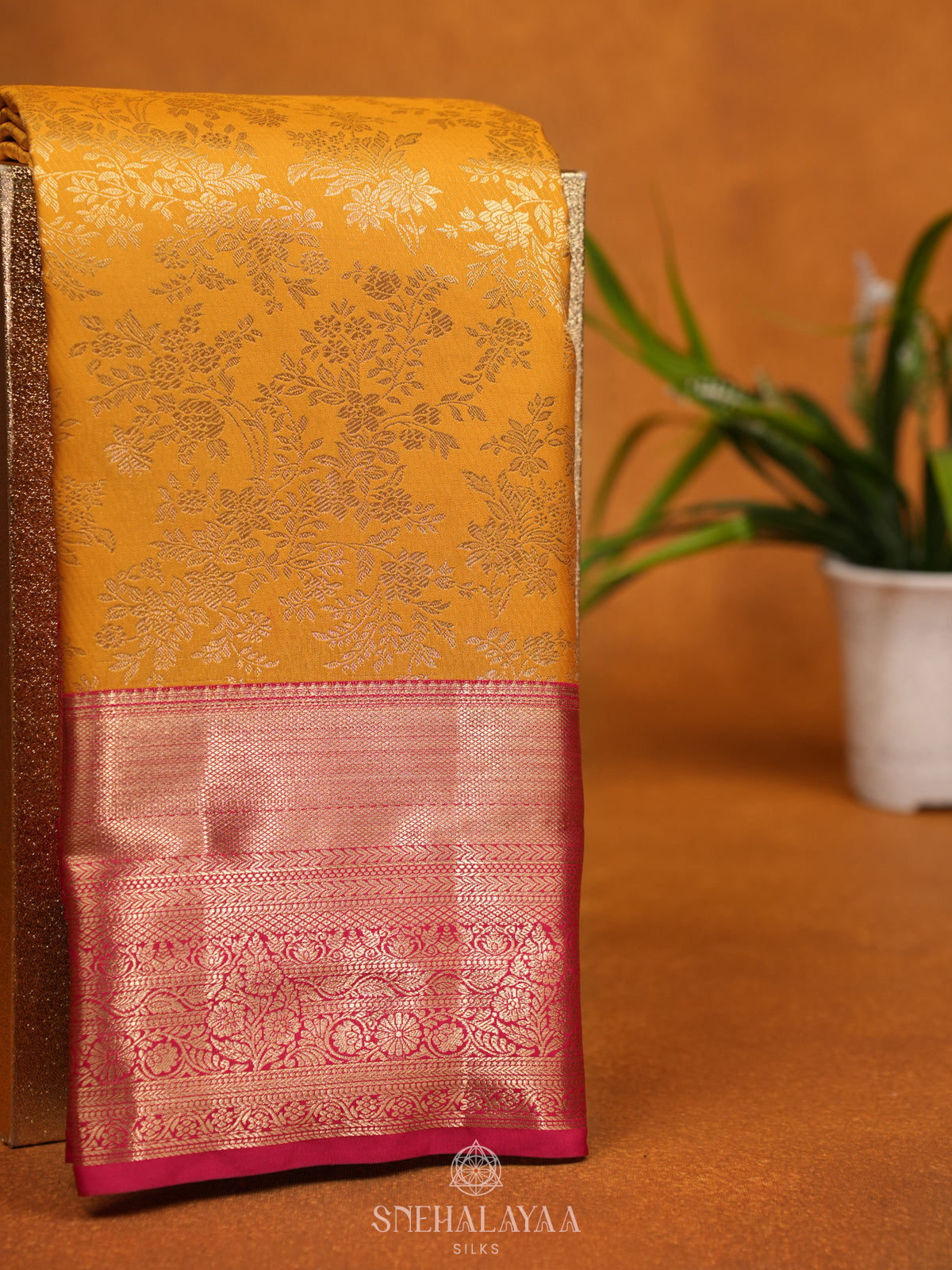 Mango Yellow Art Silk Saree