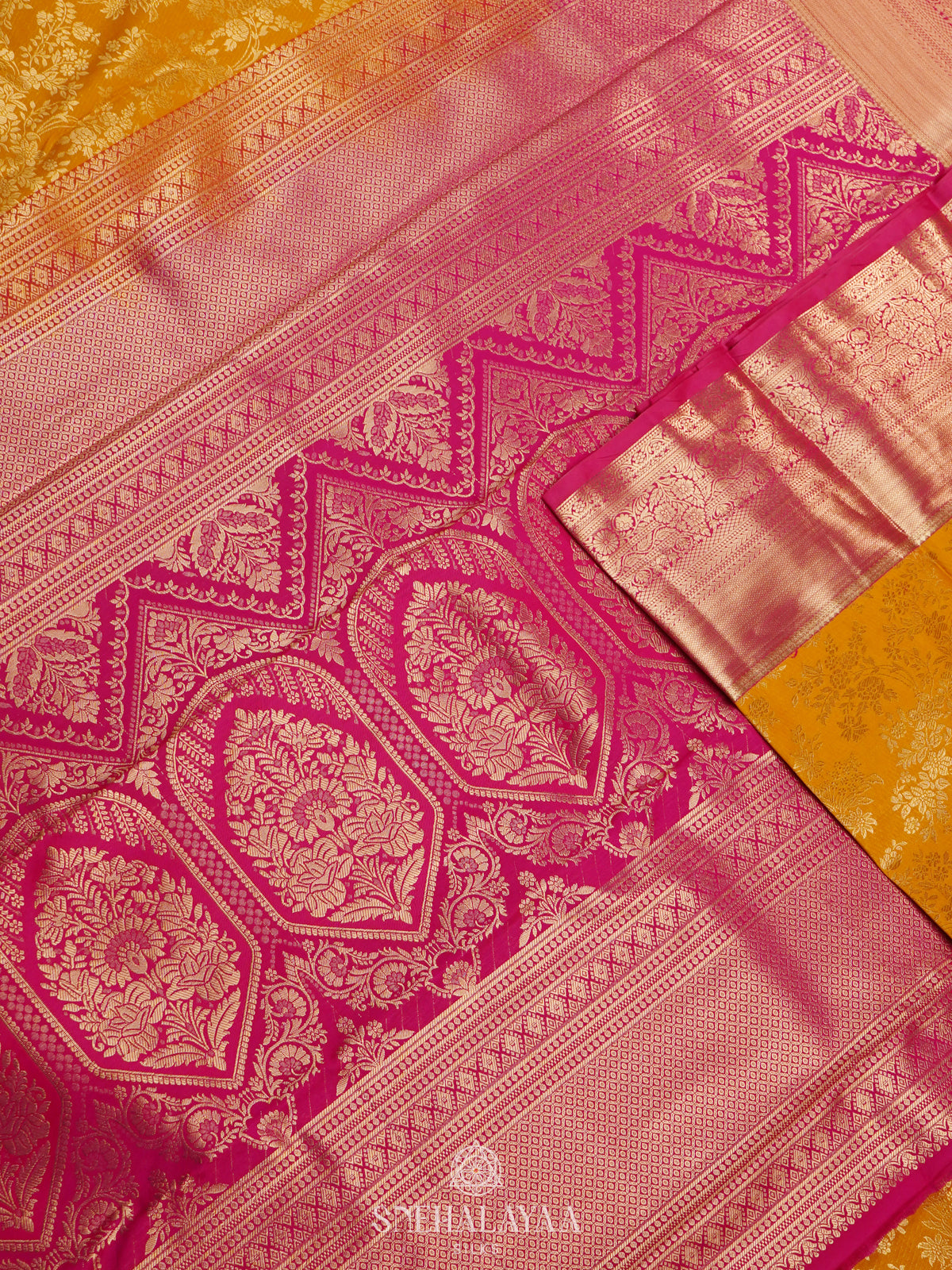 Mango Yellow Art Silk Saree