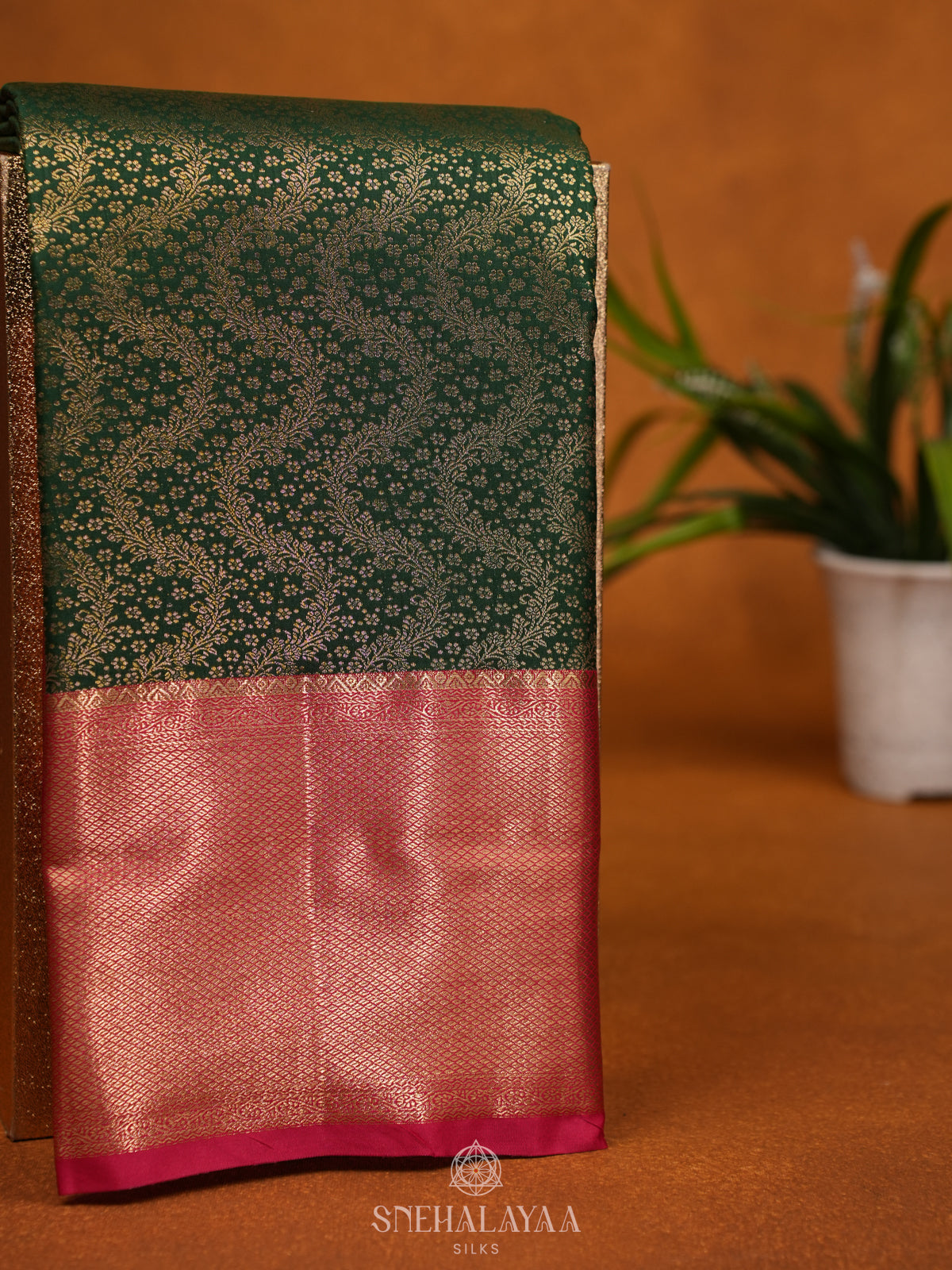 Forest Green Art Silk Saree