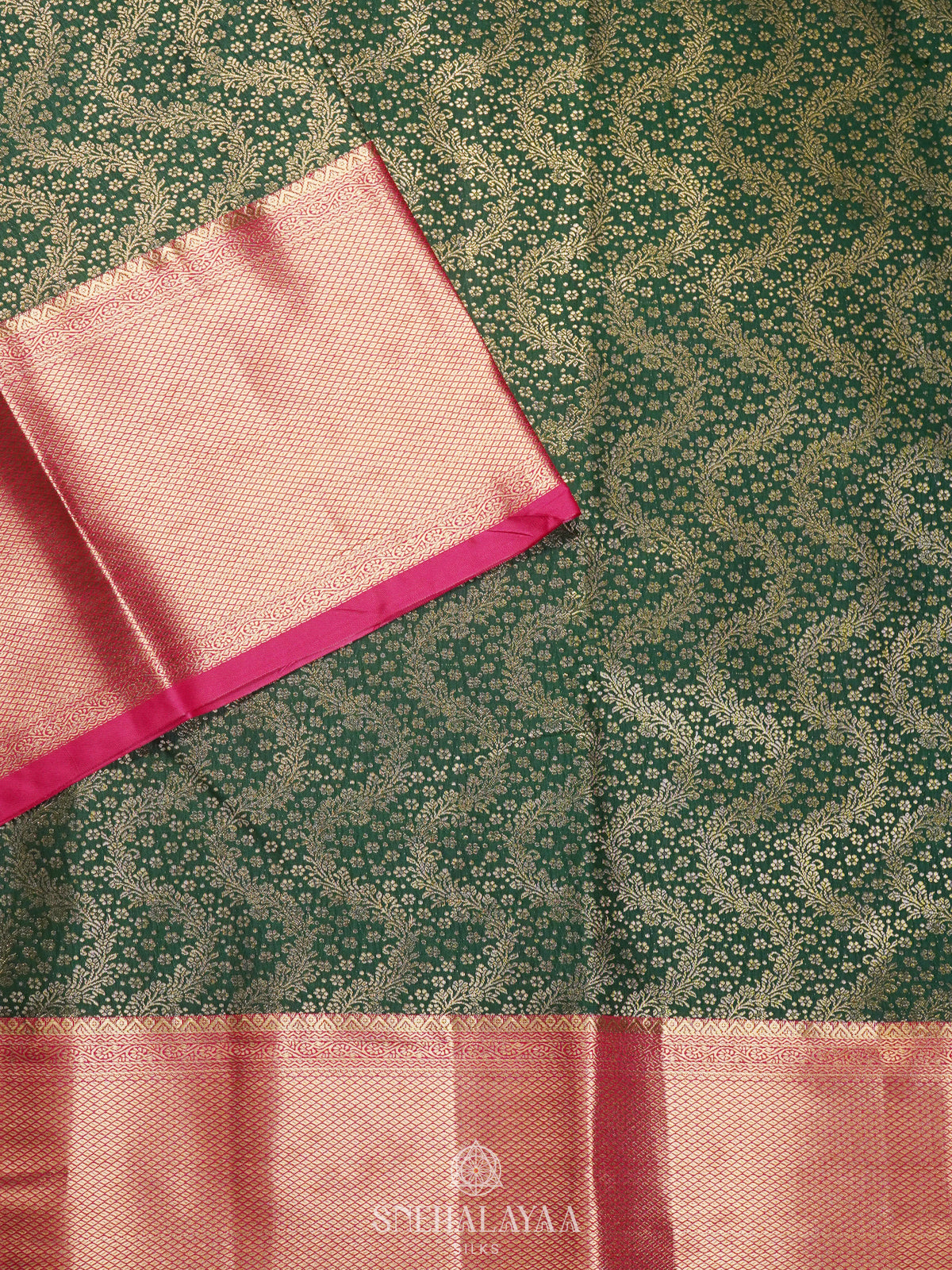 Forest Green Art Silk Saree