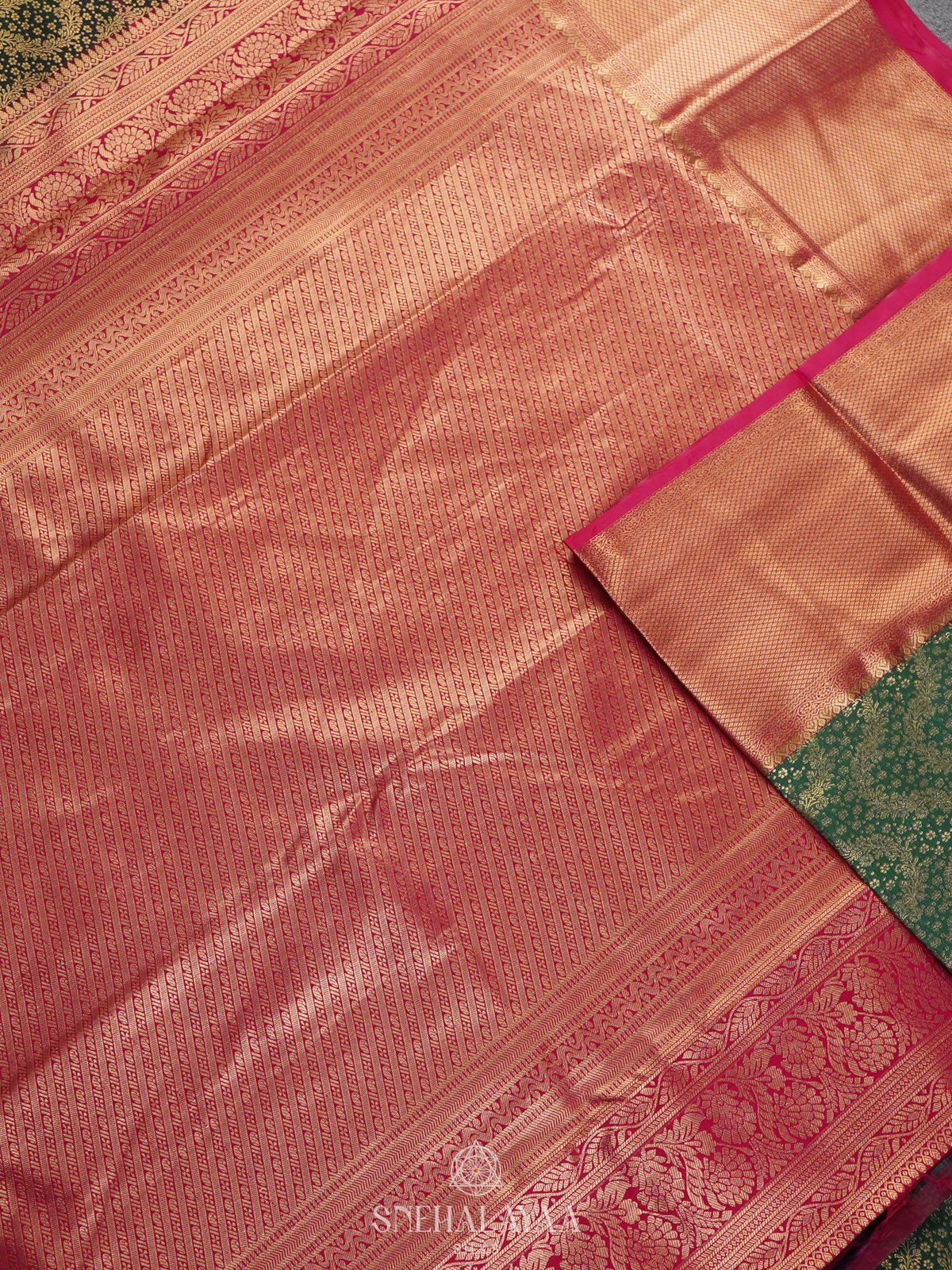 Forest Green Art Silk Saree