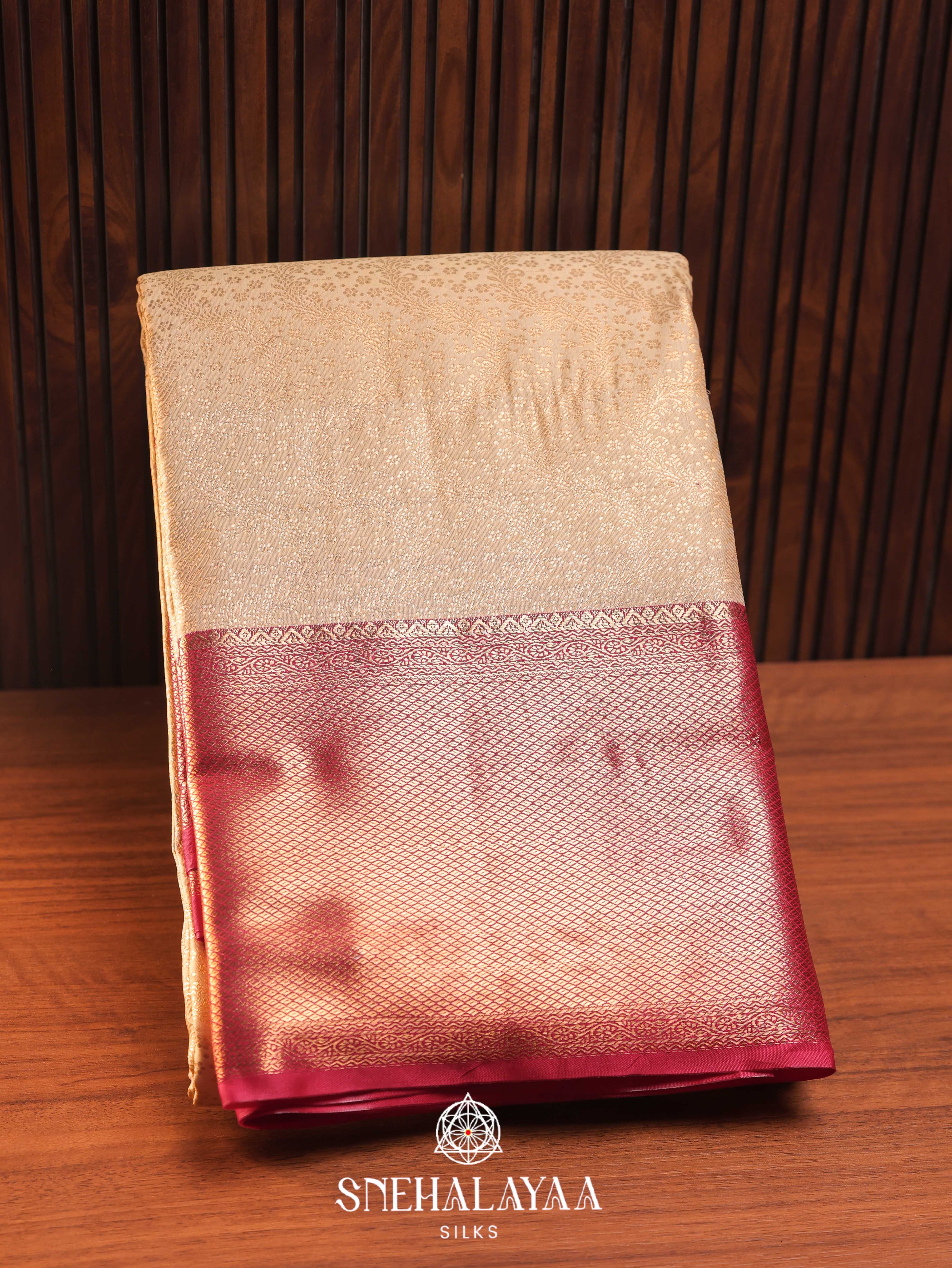Cream Art Silk Saree