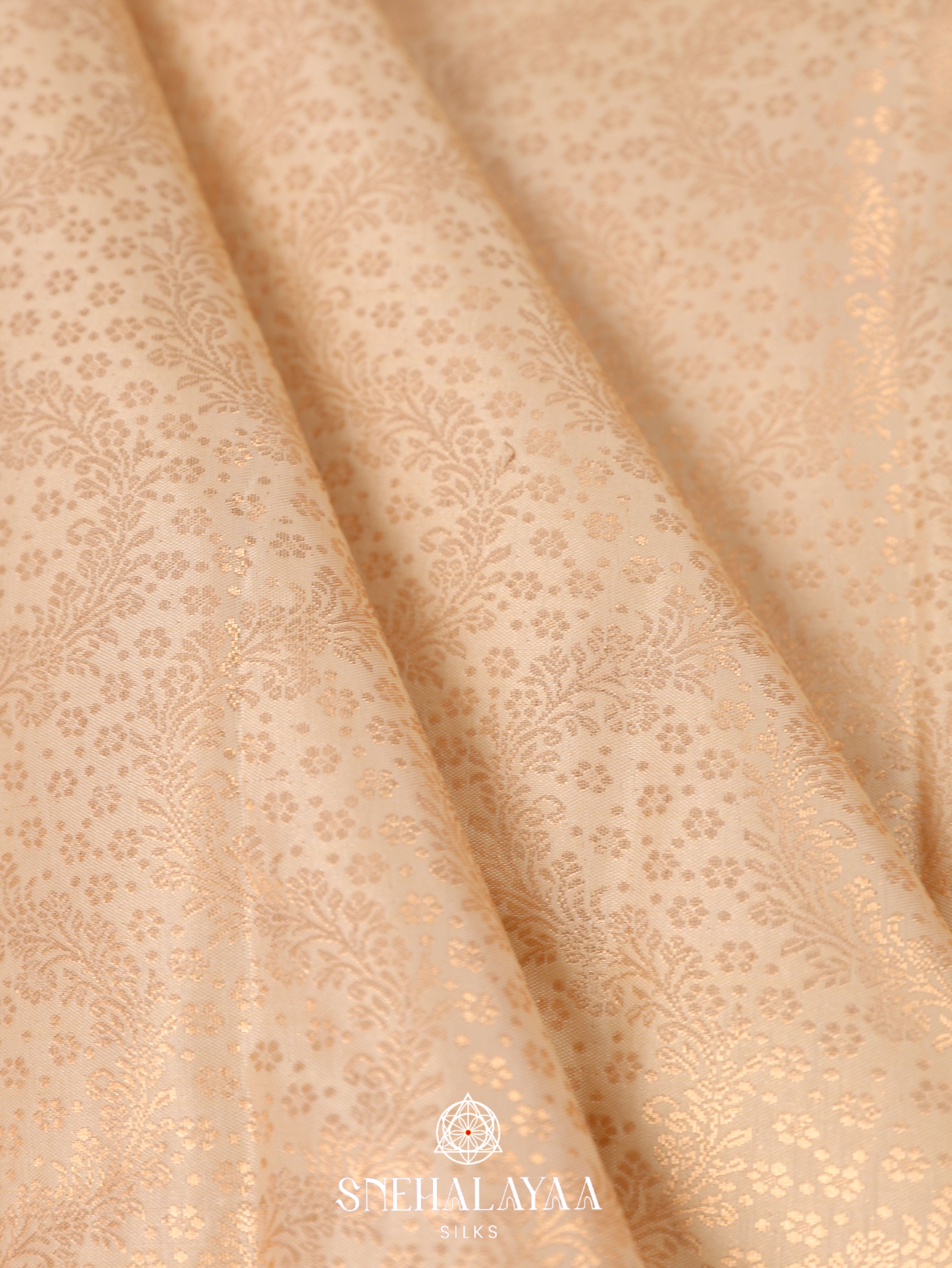 Cream Art Silk Saree