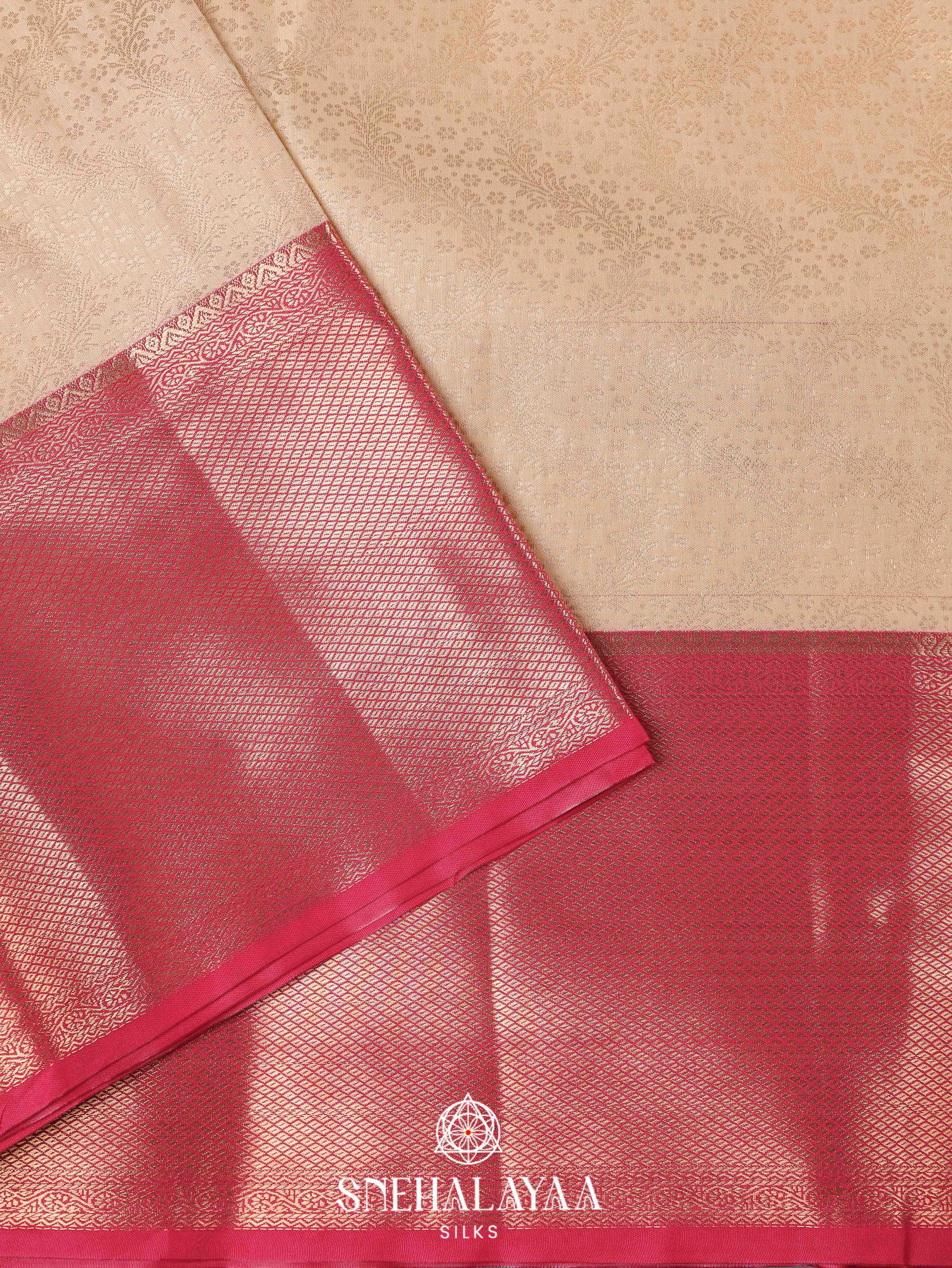 Cream Art Silk Saree