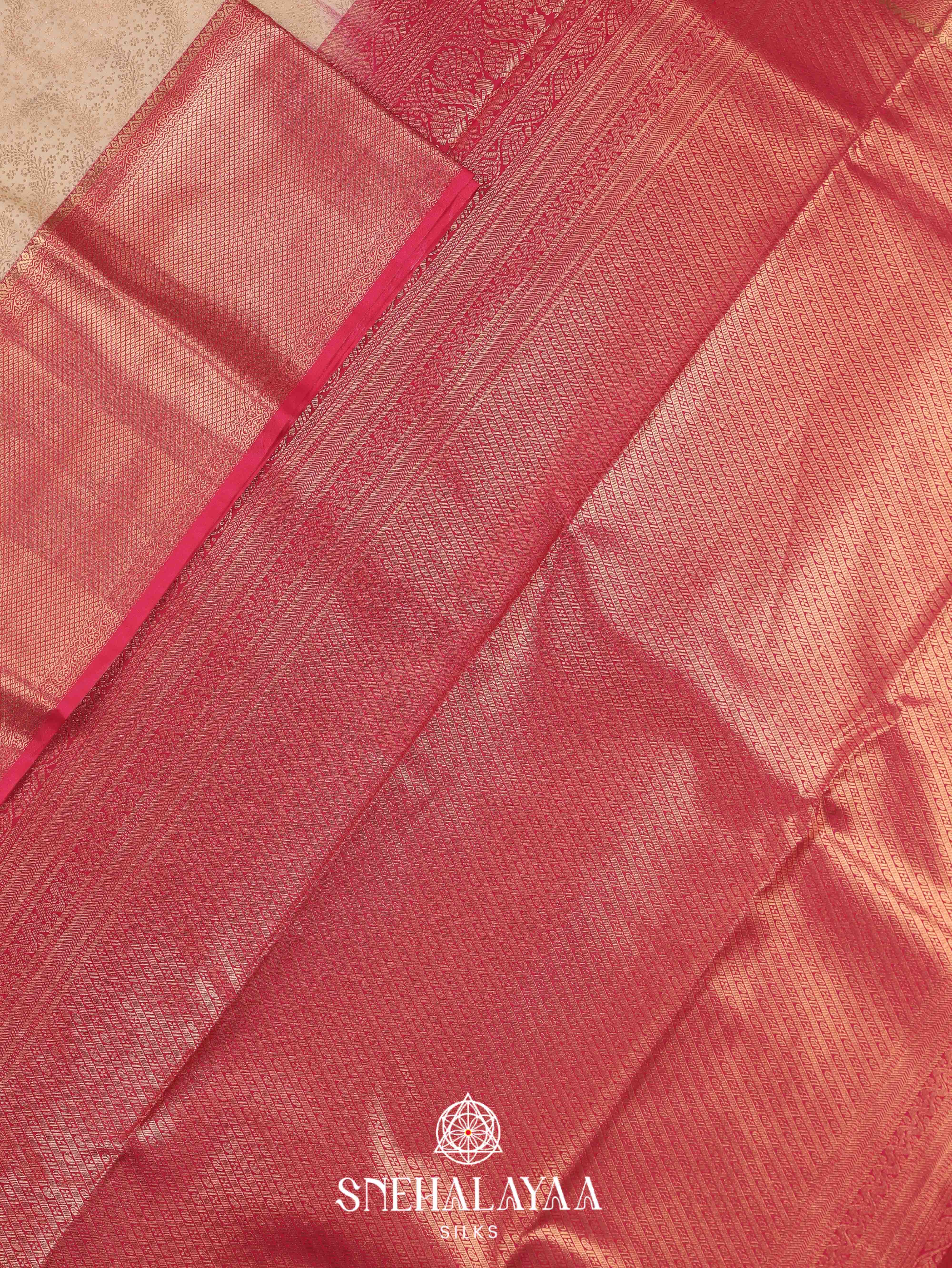 Cream Art Silk Saree
