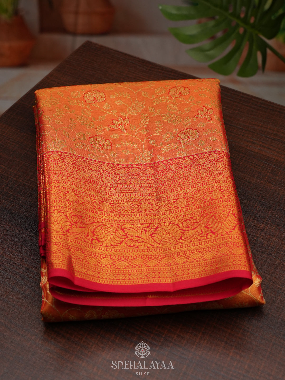 Orange Kanjivaram Silk Saree