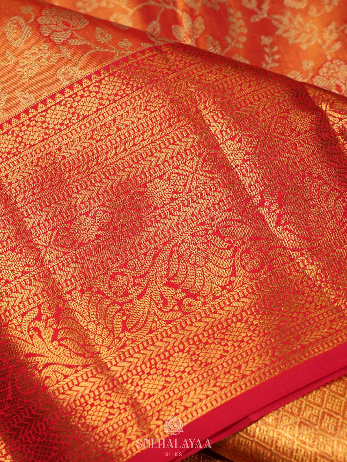 Orange Kanjivaram Silk Saree