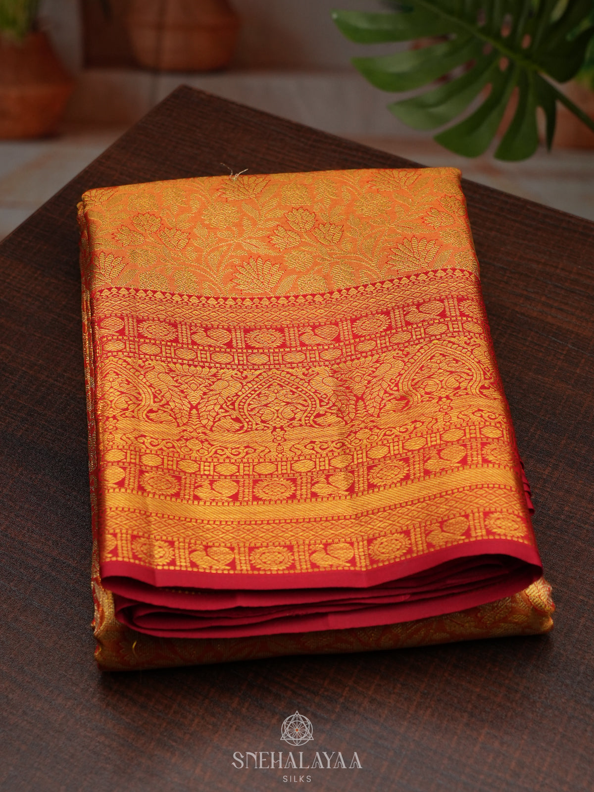 Golden Kanjivaram Silk Saree