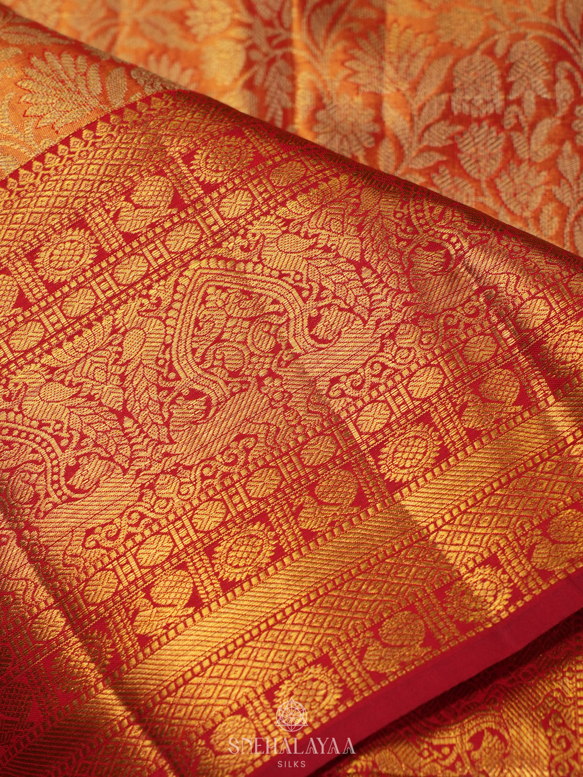 Golden Kanjivaram Silk Saree