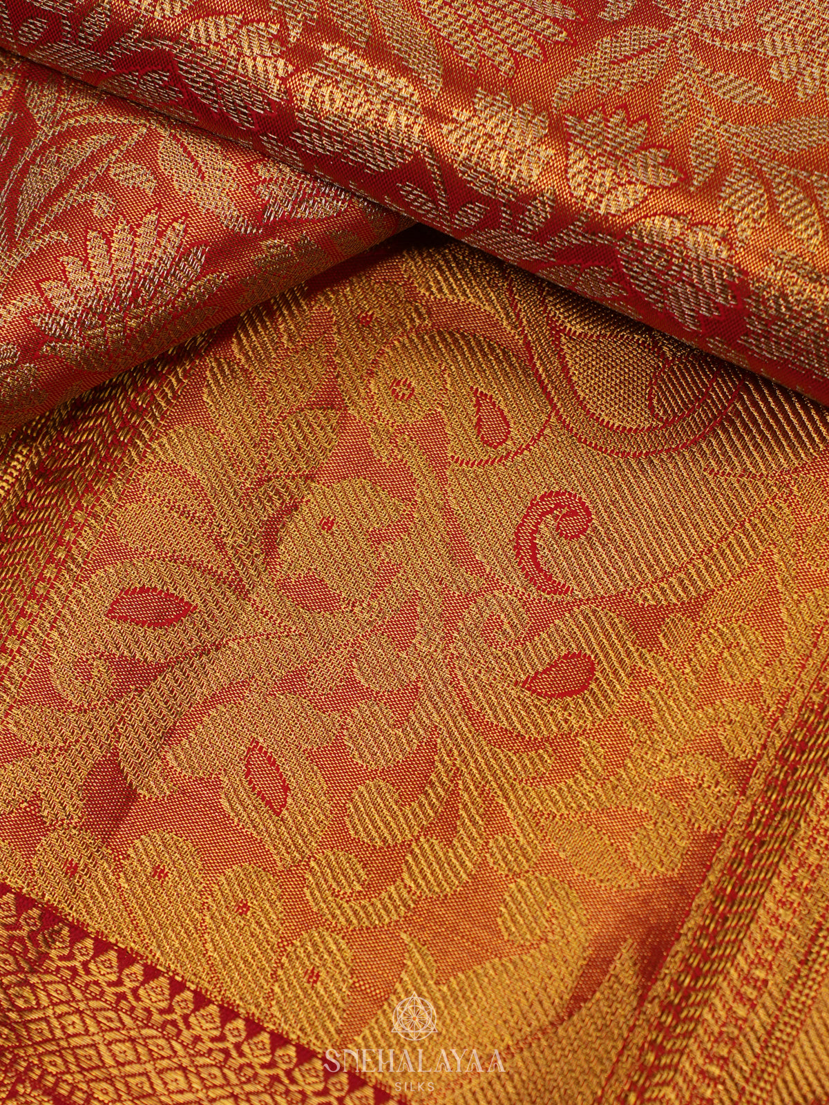 Golden Kanjivaram Silk Saree