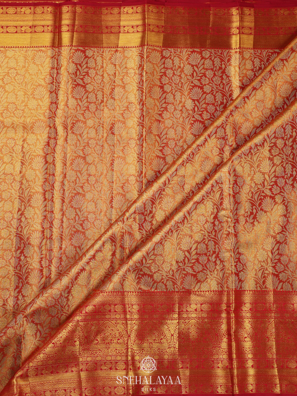 Golden Kanjivaram Silk Saree