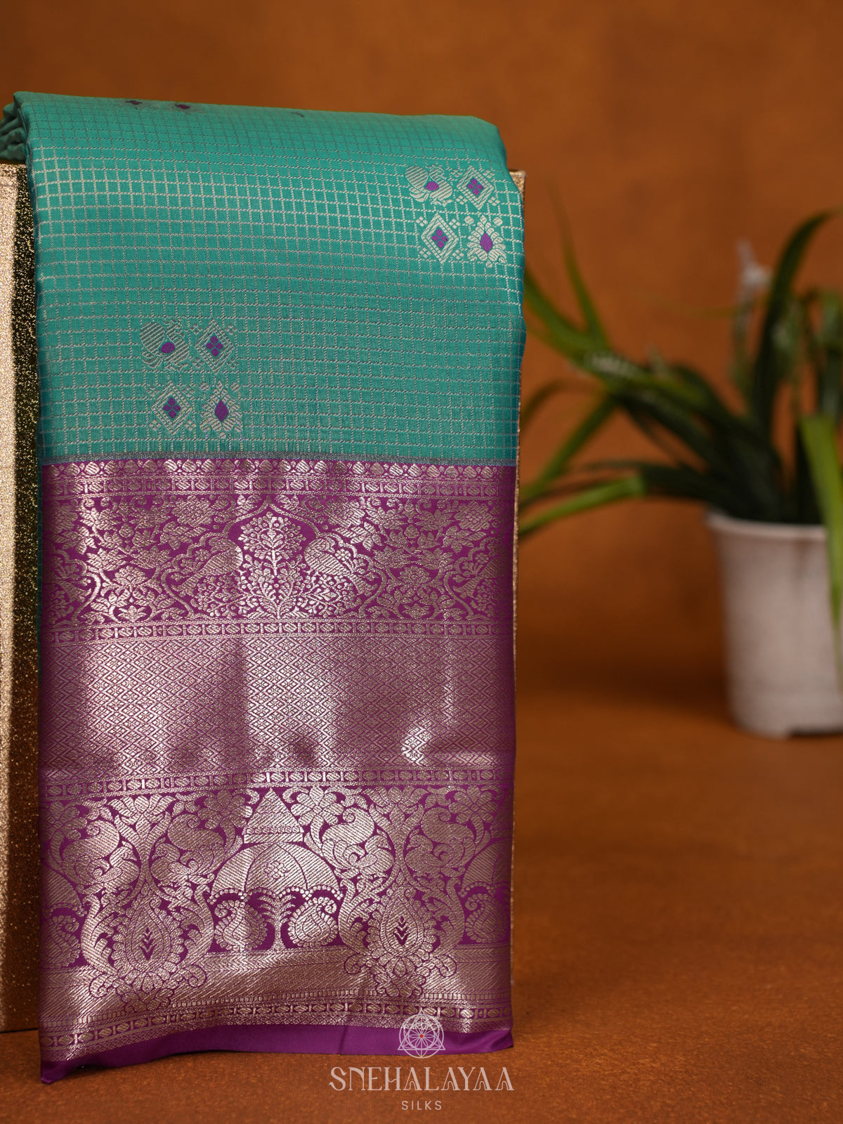 Teal Green Art Silk Saree