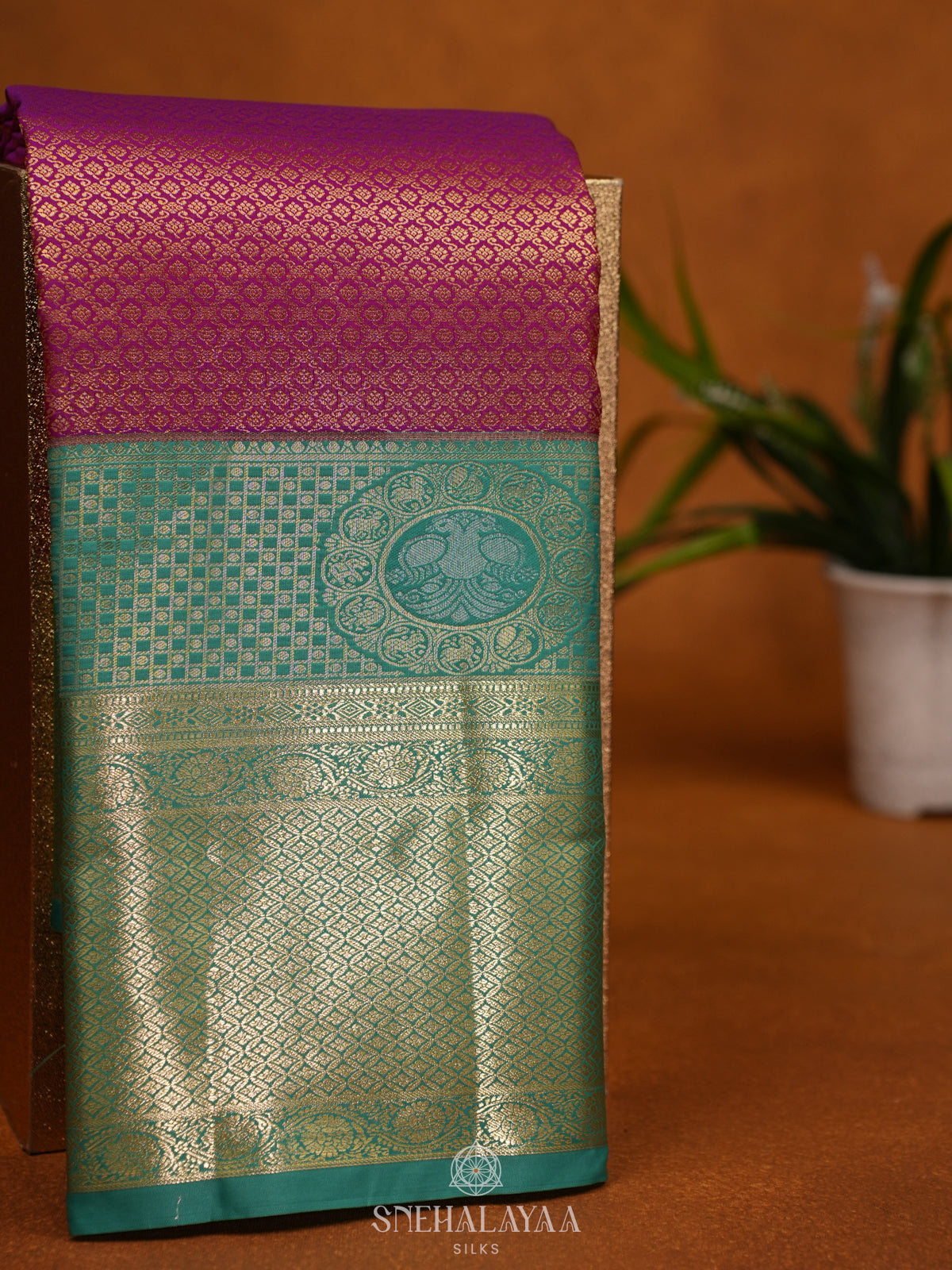 Magenta Art Silk Saree