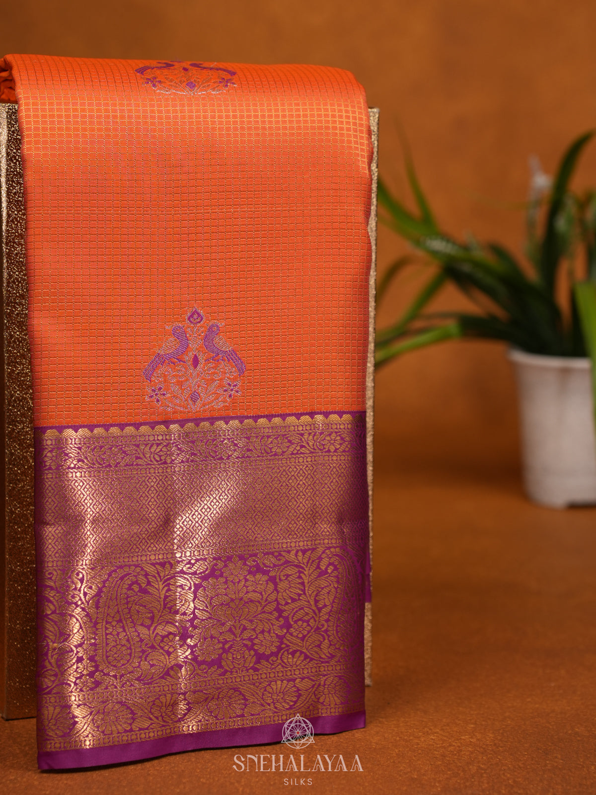 Peach Art Silk Saree