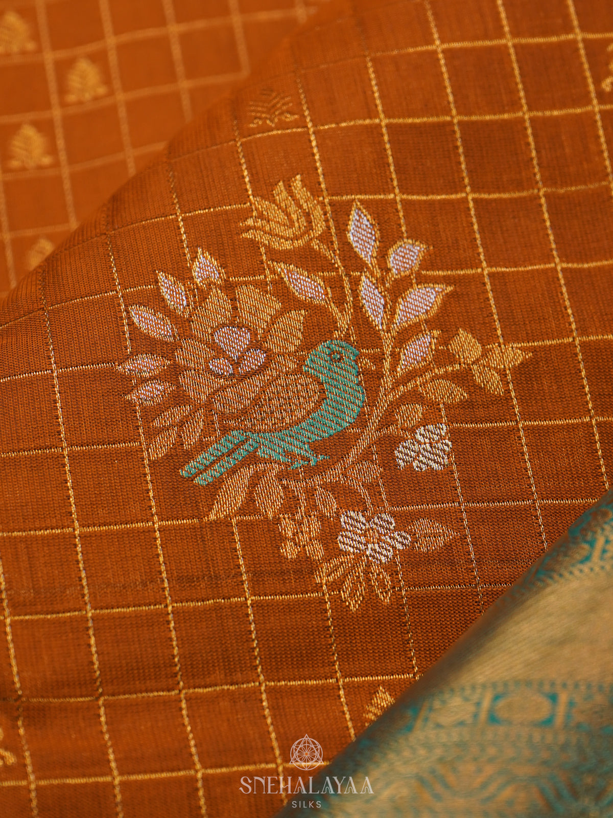 Burnt Orange Art Silk Saree