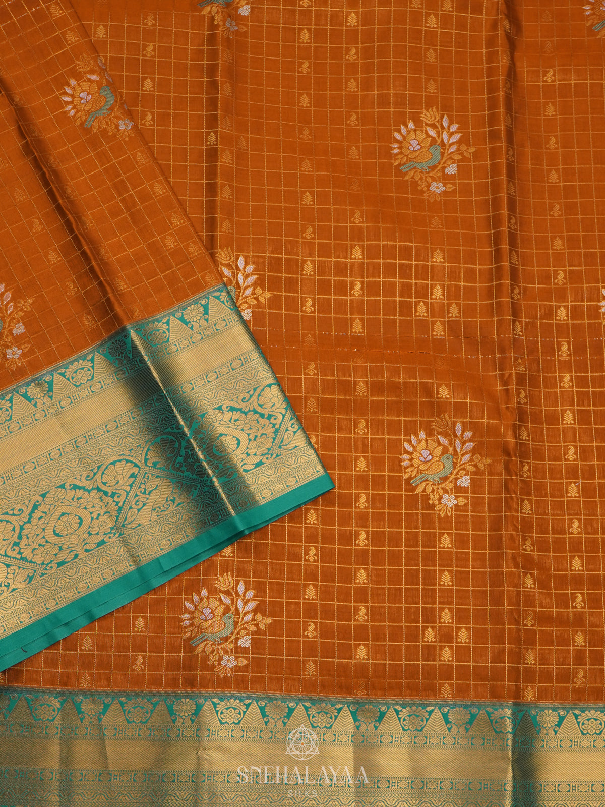 Burnt Orange Art Silk Saree