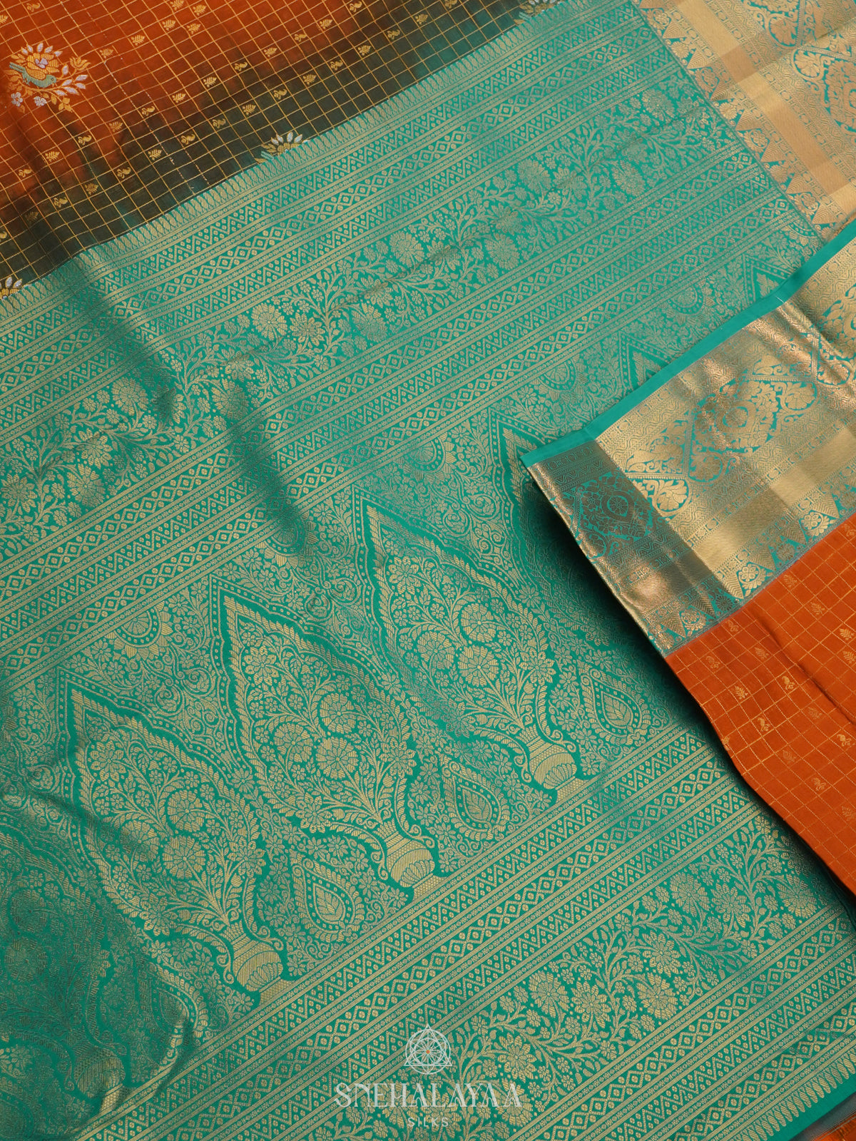 Burnt Orange Art Silk Saree