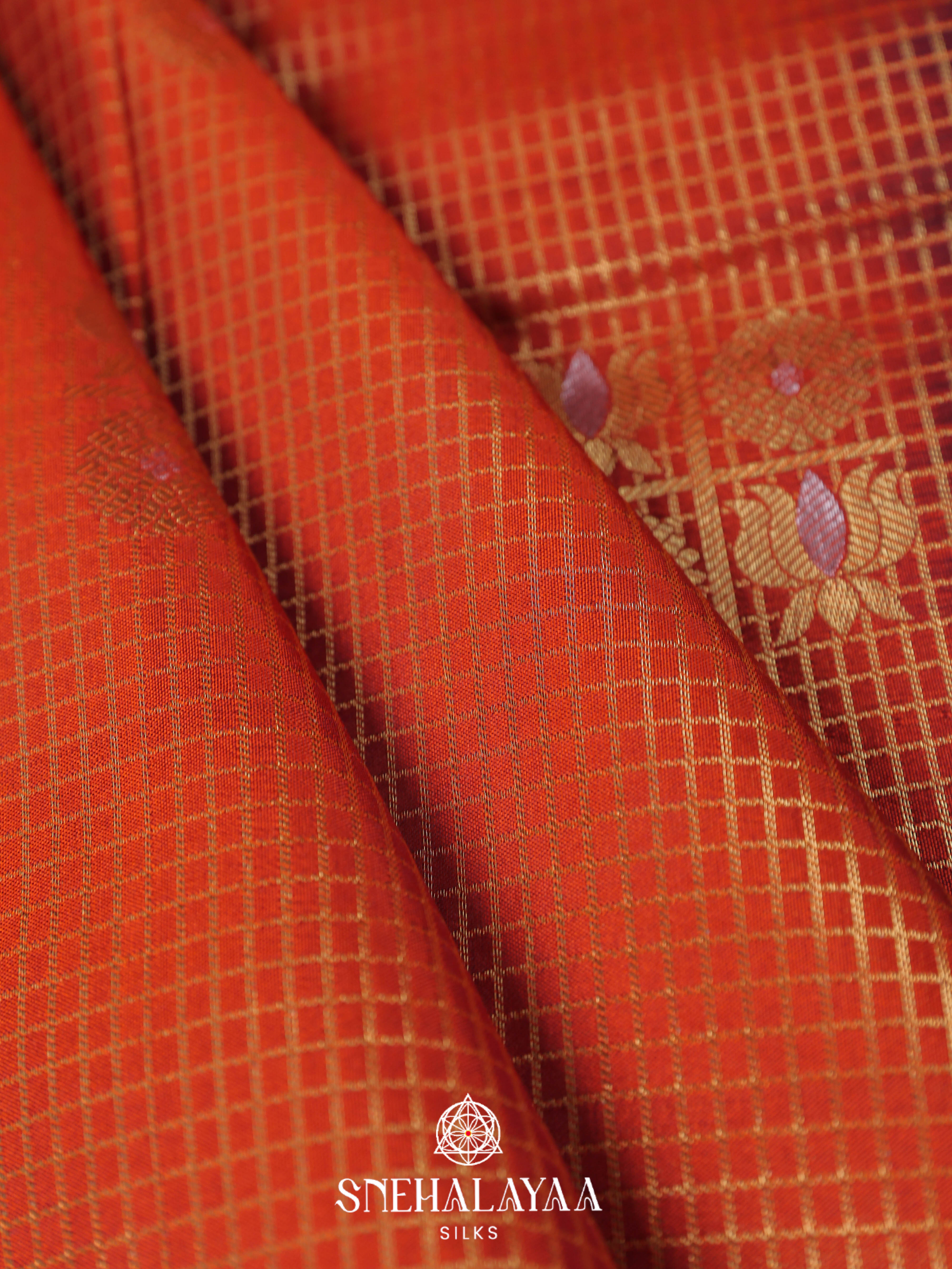 Burnt Orange Art Silk Saree