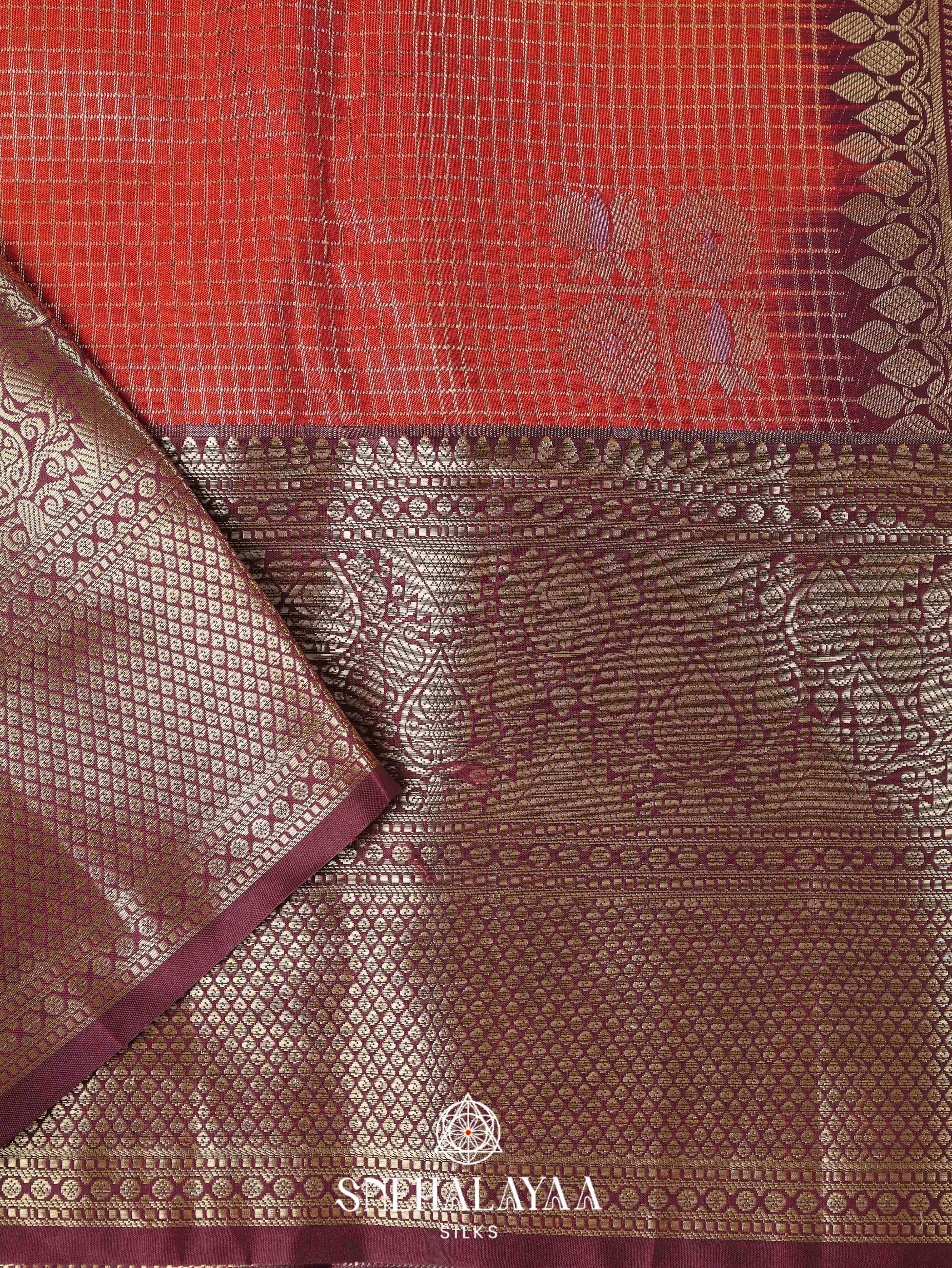 Burnt Orange Art Silk Saree