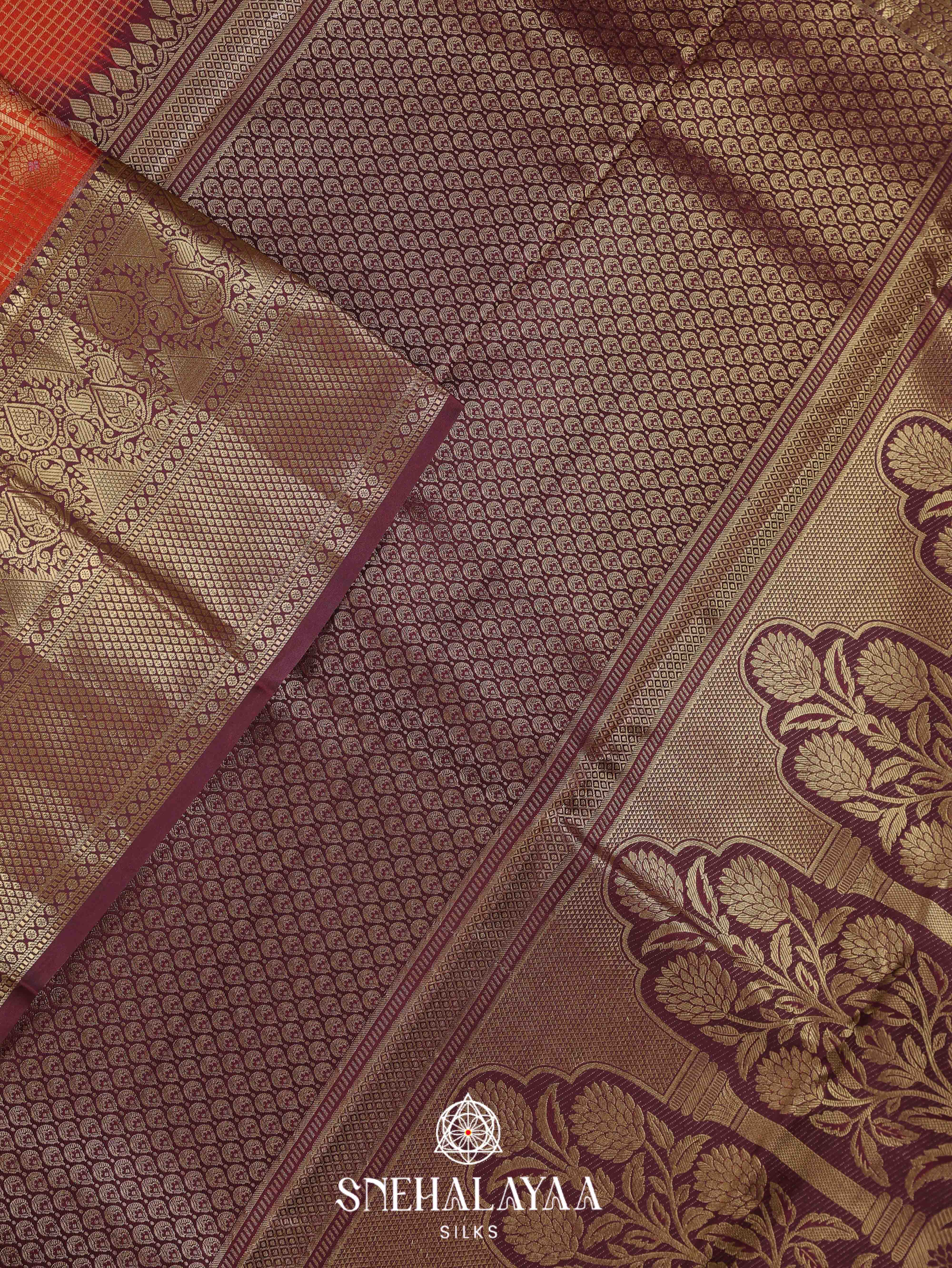 Burnt Orange Art Silk Saree