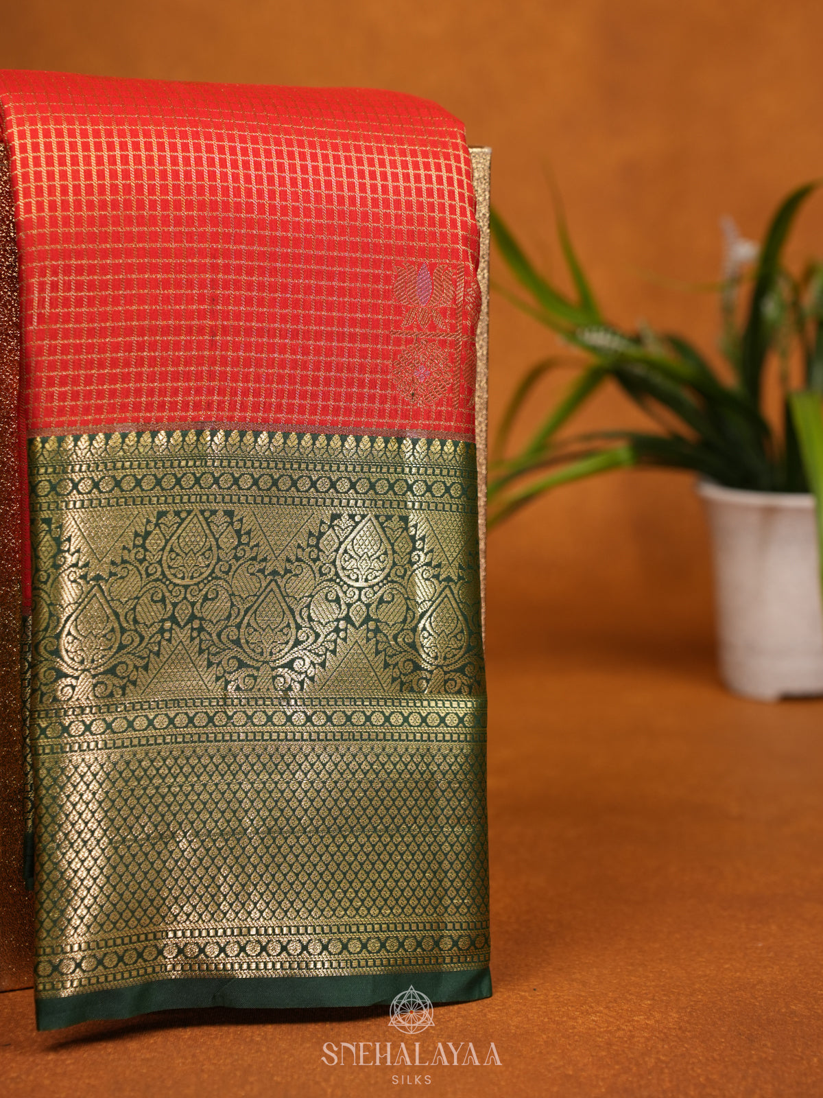 Orange Art Silk Saree