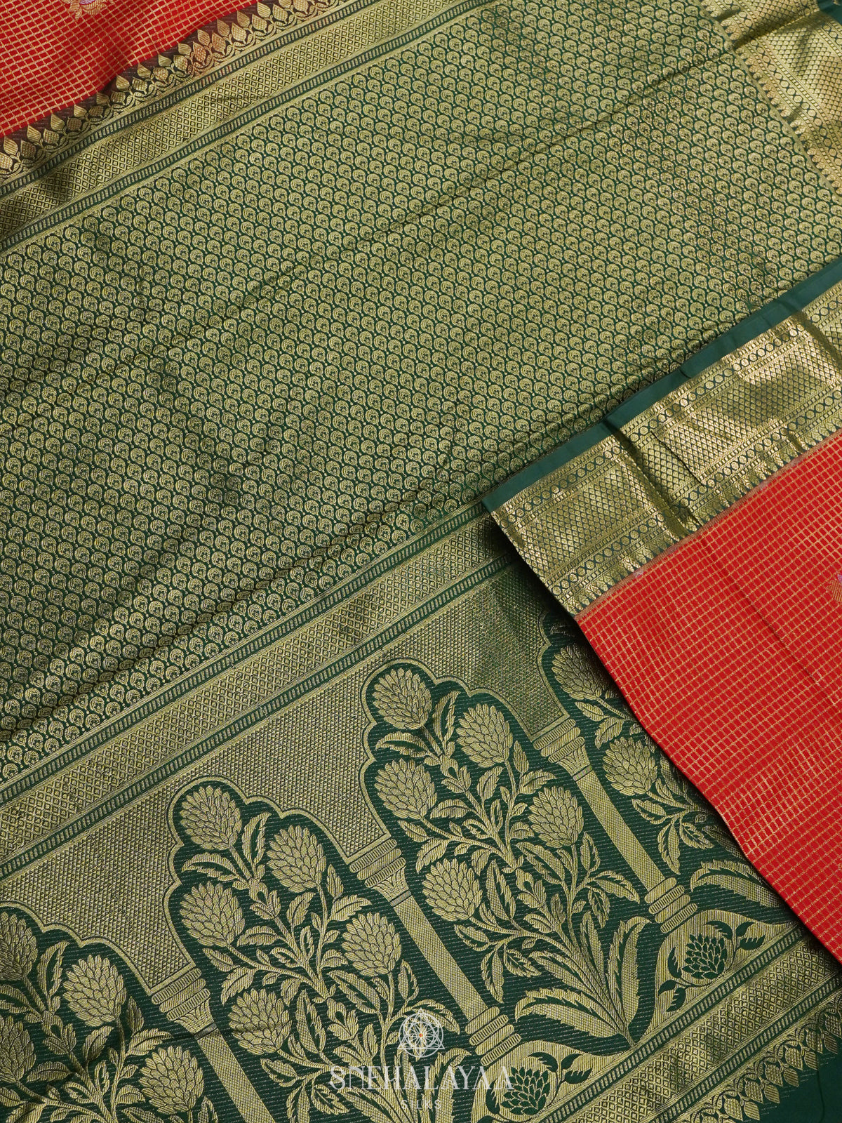 Orange Art Silk Saree