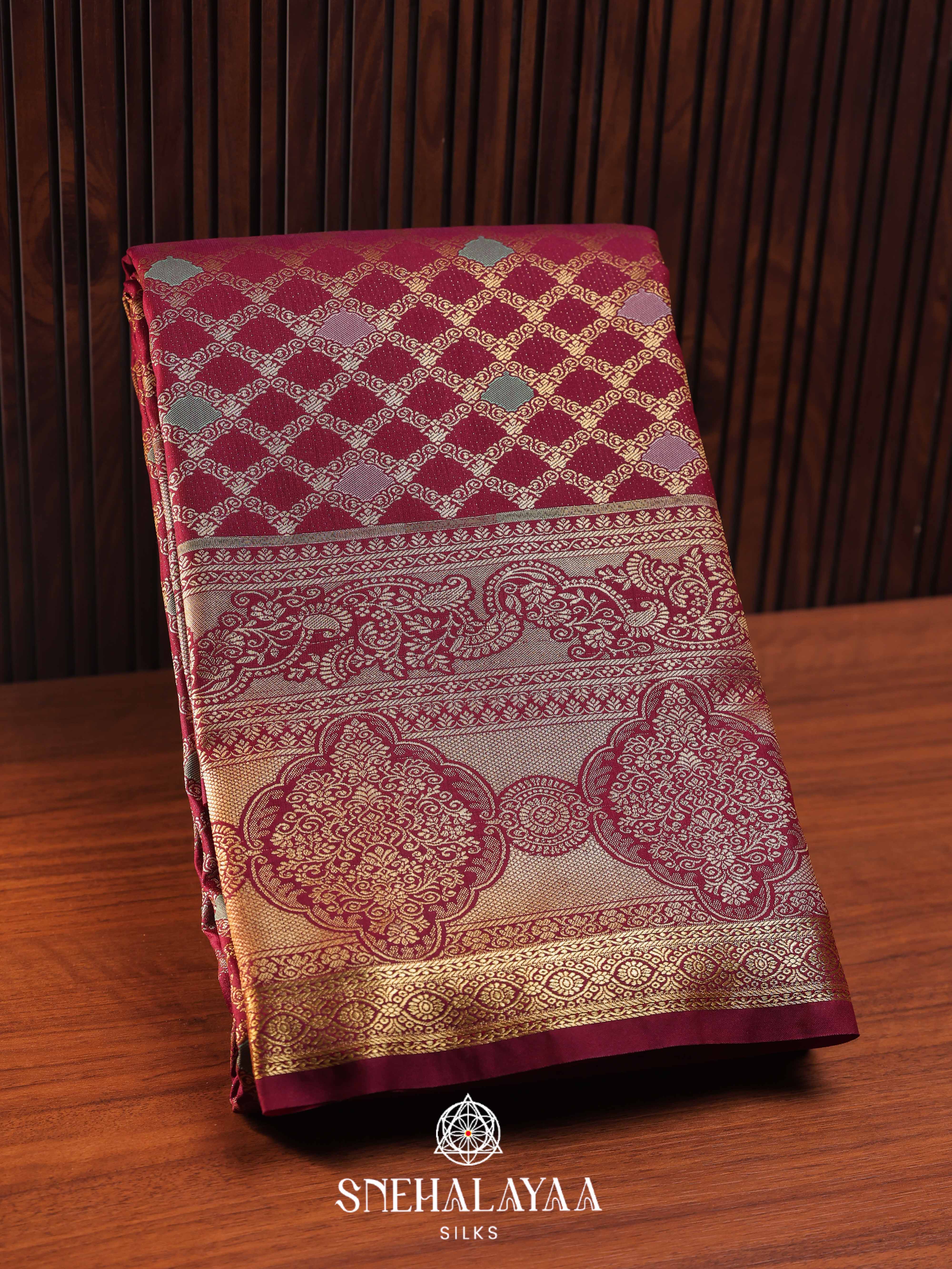 Maroon Art Silk Saree
