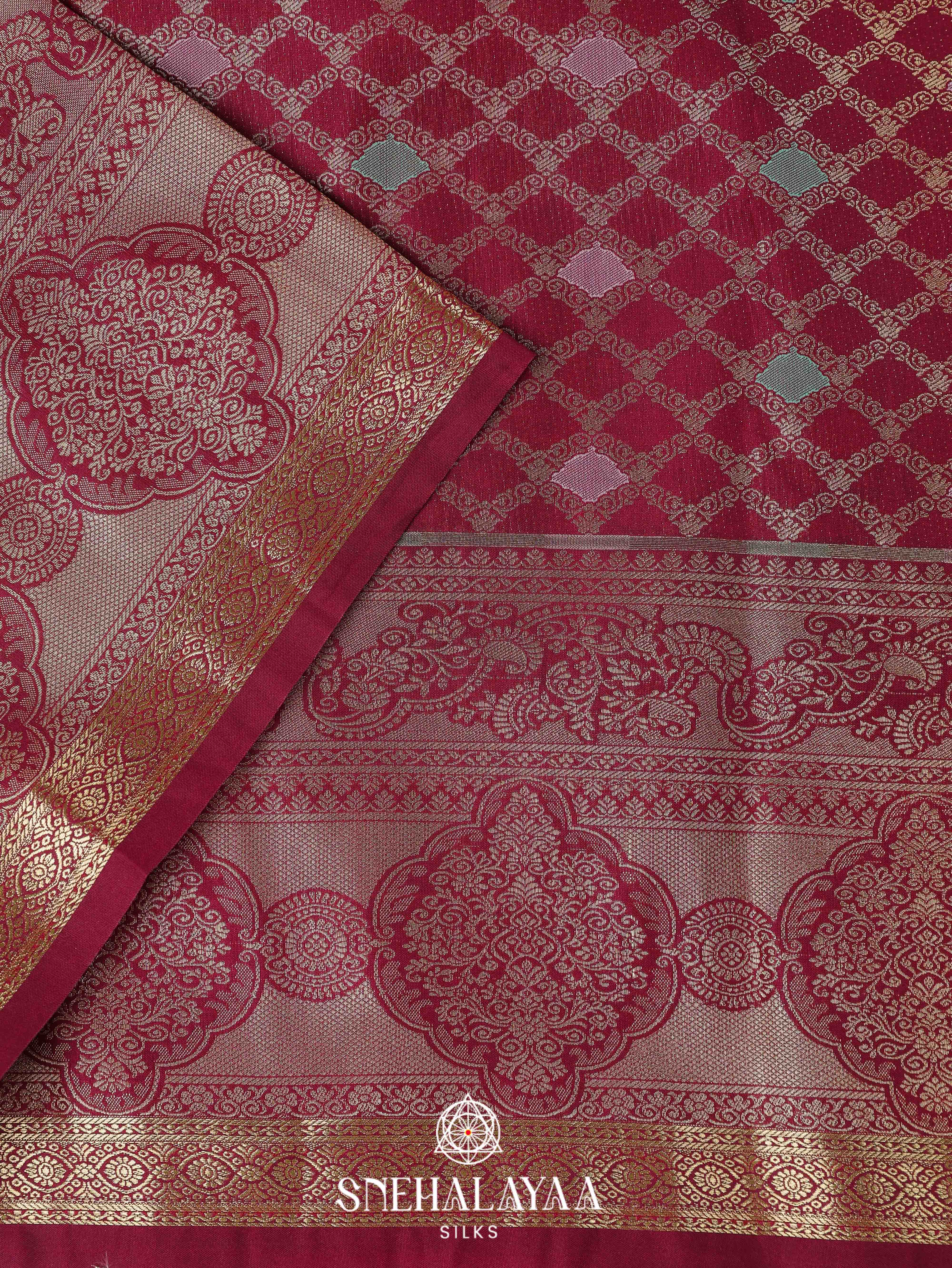 Maroon Art Silk Saree