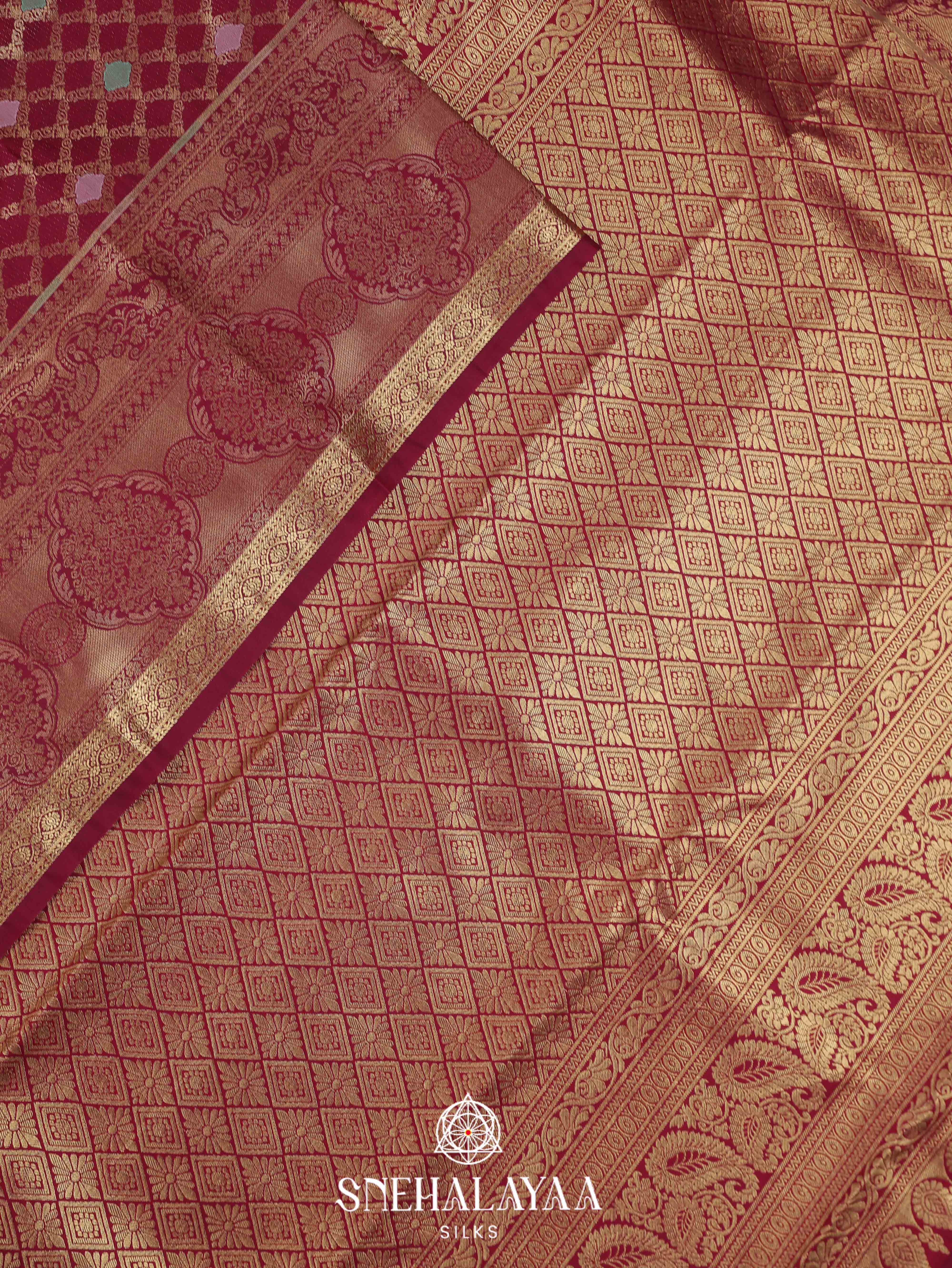 Maroon Art Silk Saree