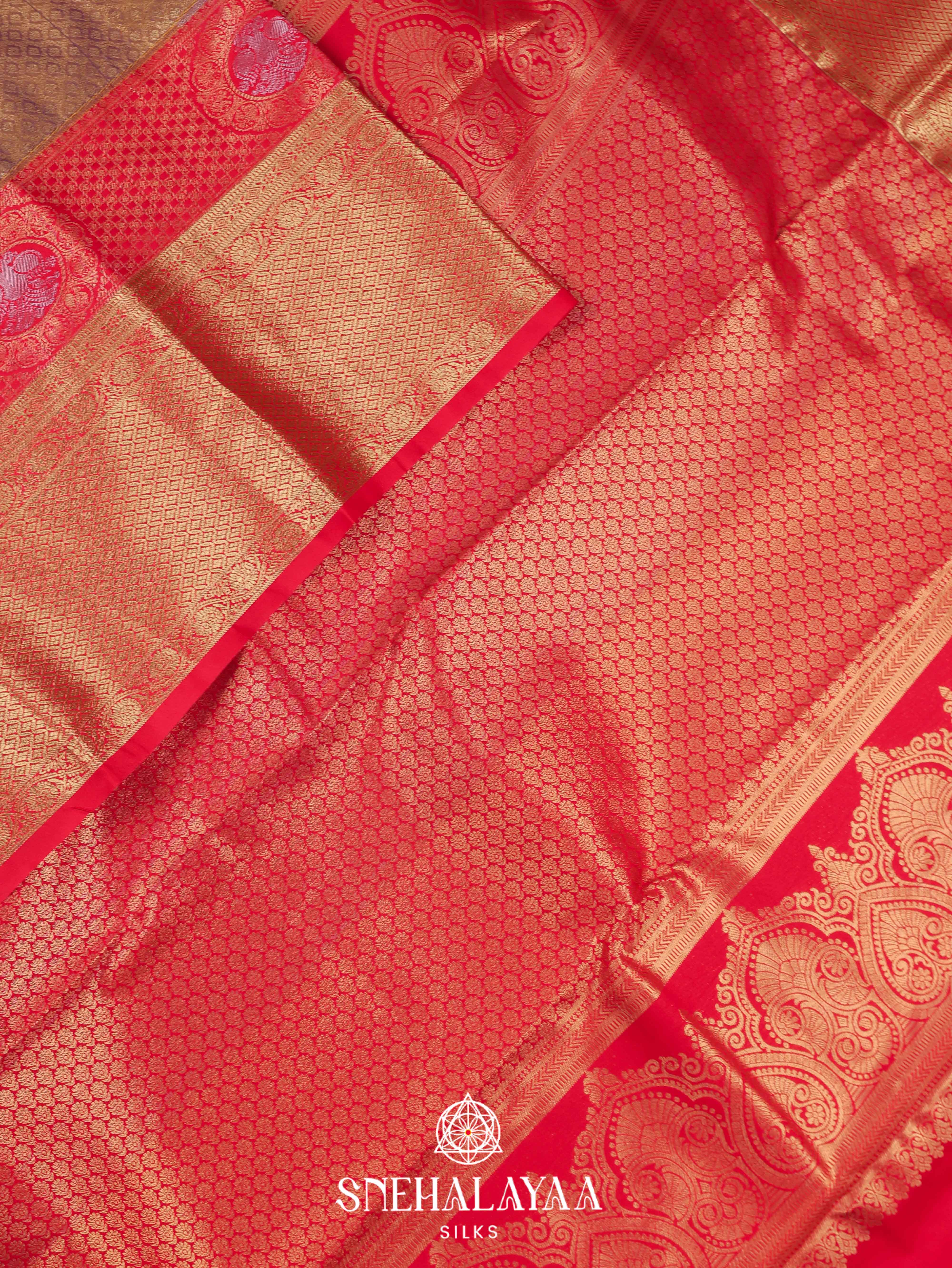 Brown Art Silk Saree