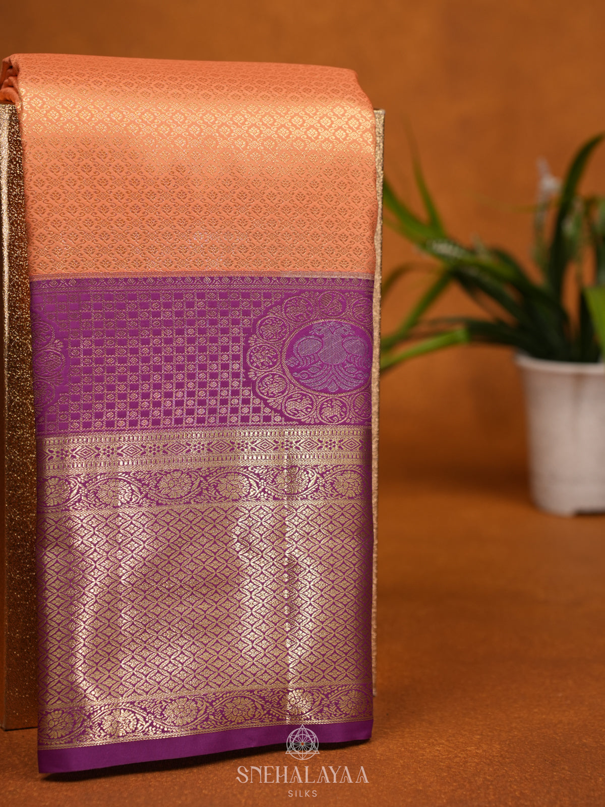 Peach Art Silk Saree