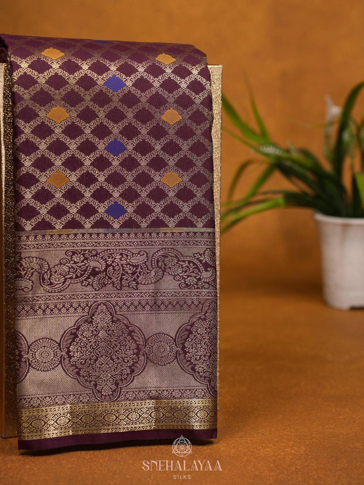 Burgundy Art Silk Saree