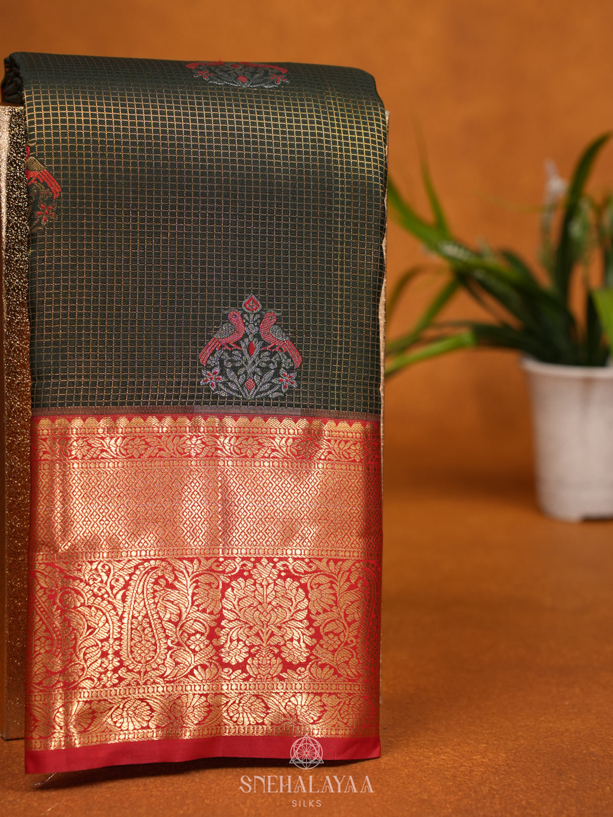 Forest Green Art Silk Saree