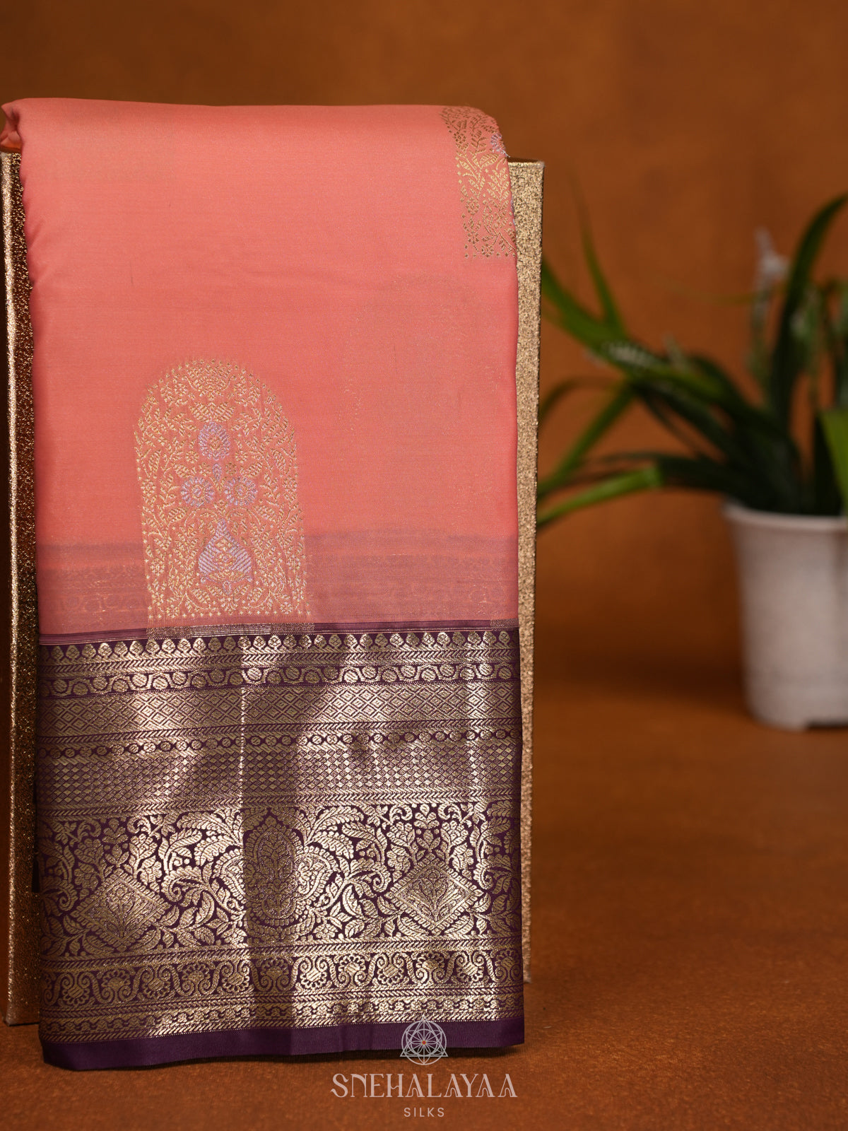 Peach Art Silk Saree