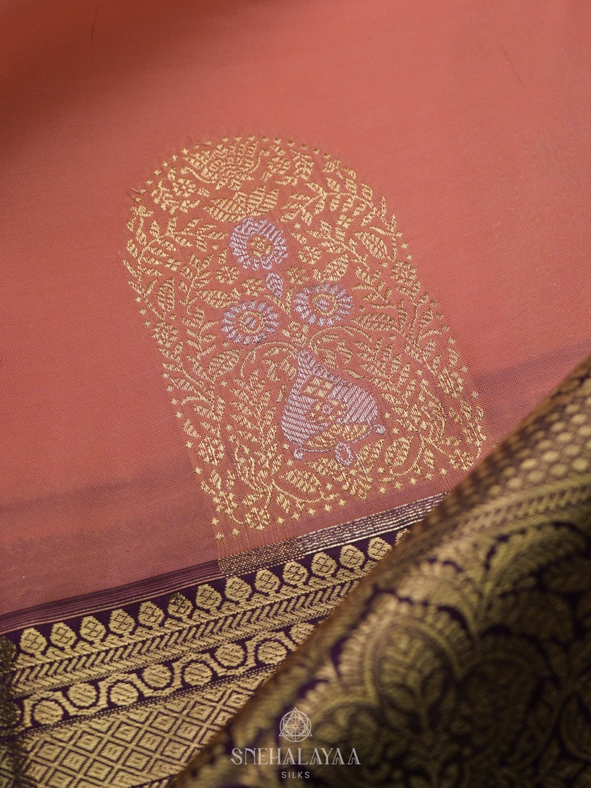 Peach Art Silk Saree
