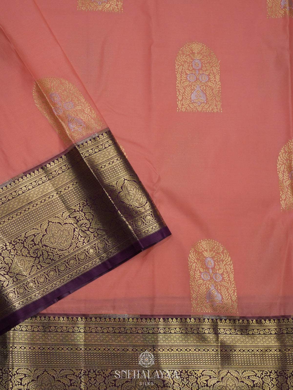Peach Art Silk Saree
