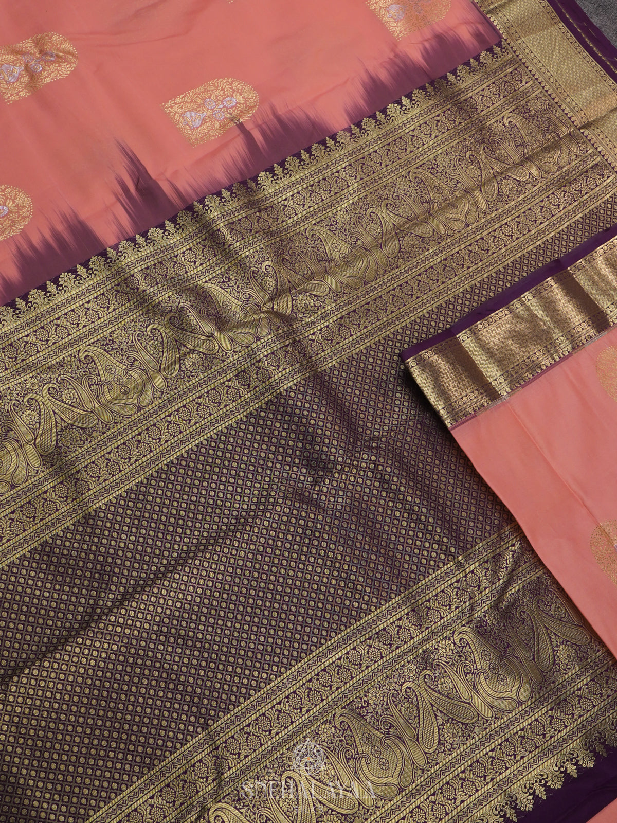 Peach Art Silk Saree