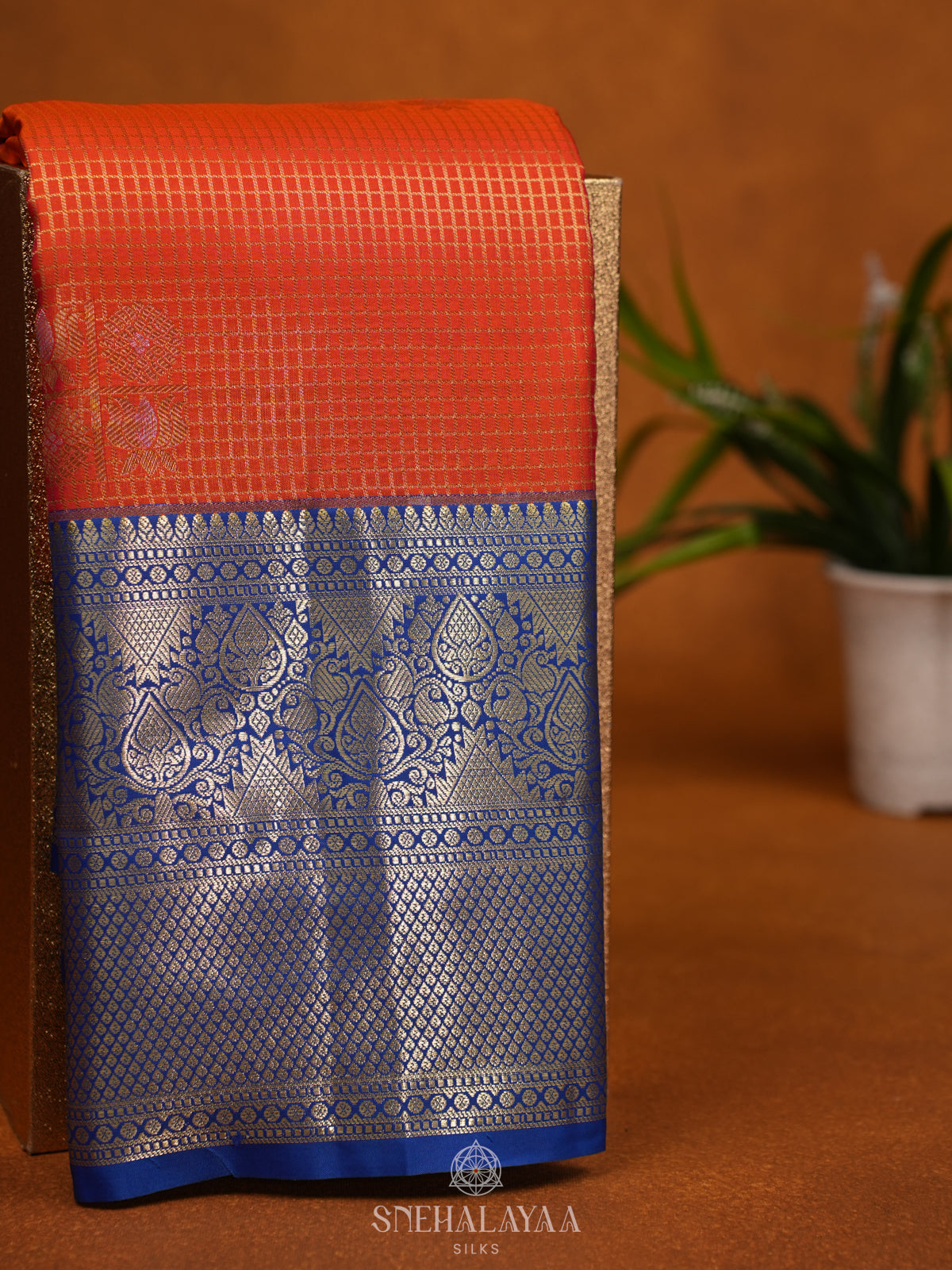Orange Art Silk Saree