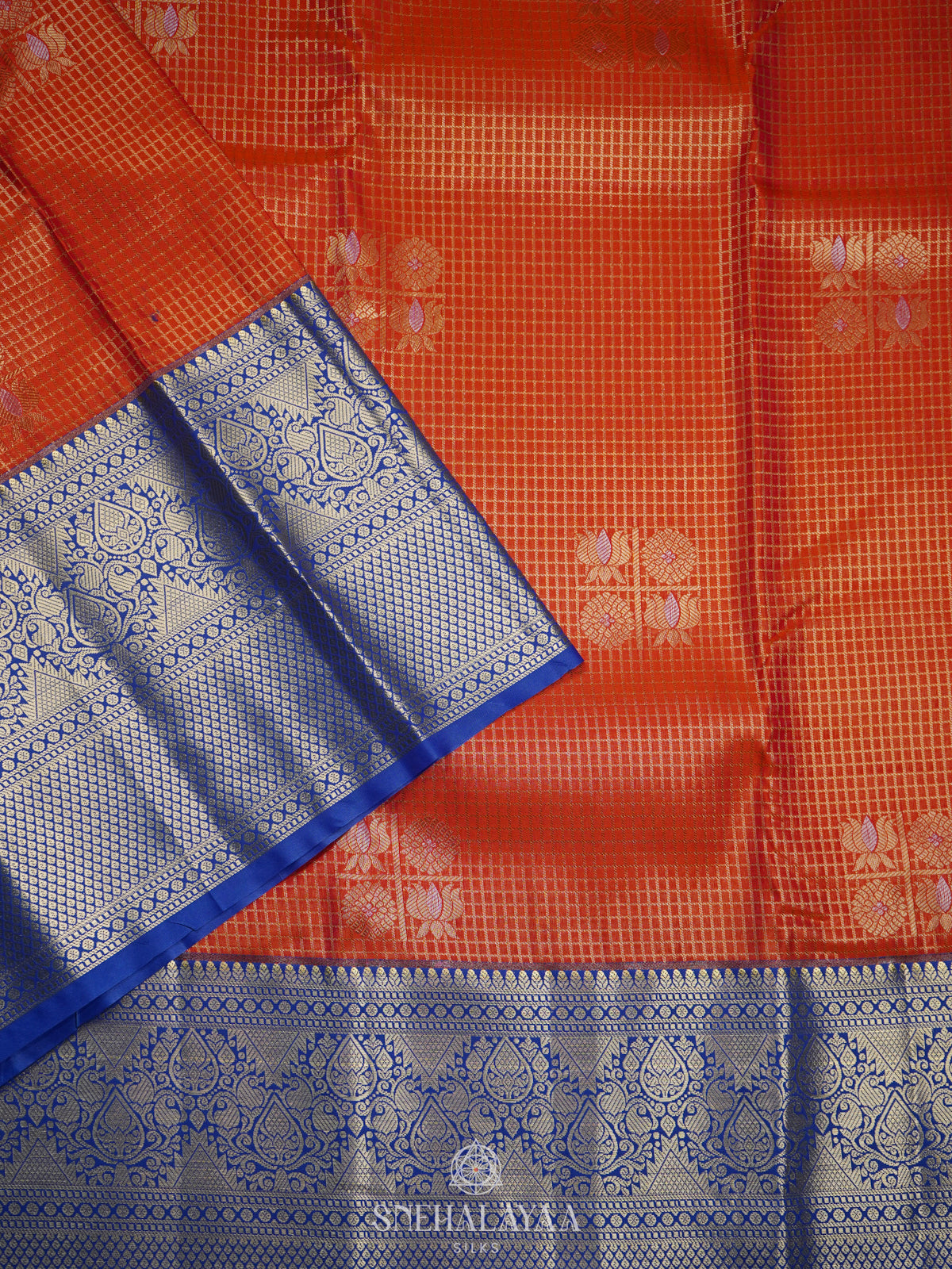 Orange Art Silk Saree
