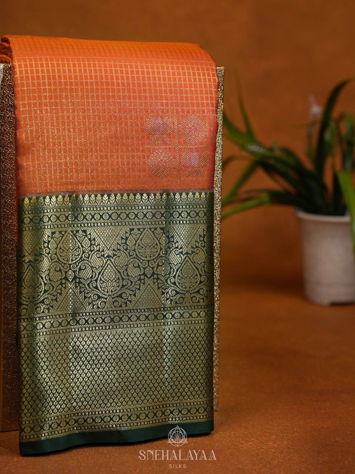 Orange Art Silk Saree