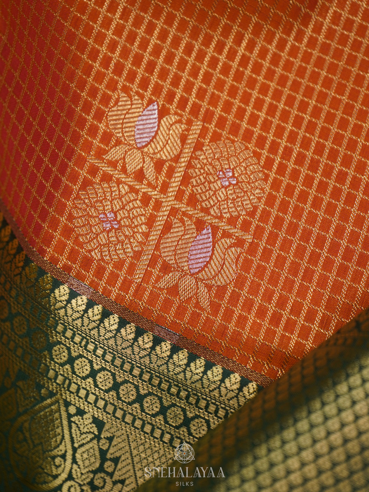Orange Art Silk Saree