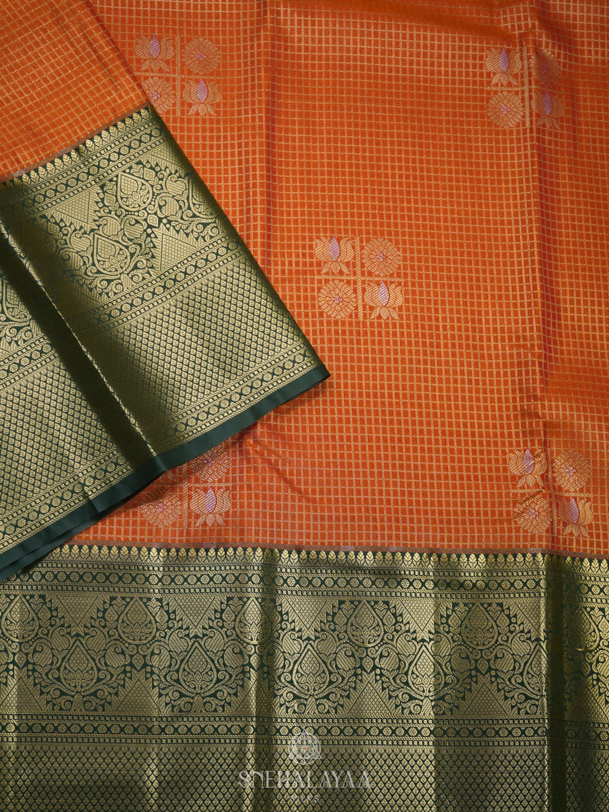 Orange Art Silk Saree