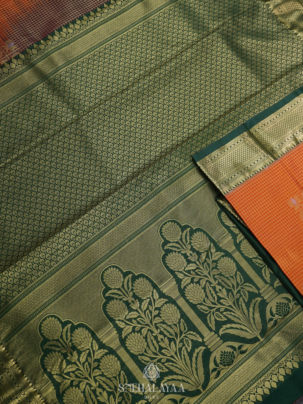 Orange Art Silk Saree