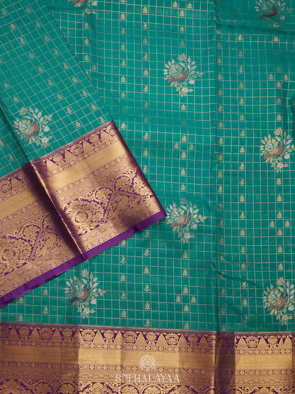 Teal Green Art Silk Saree