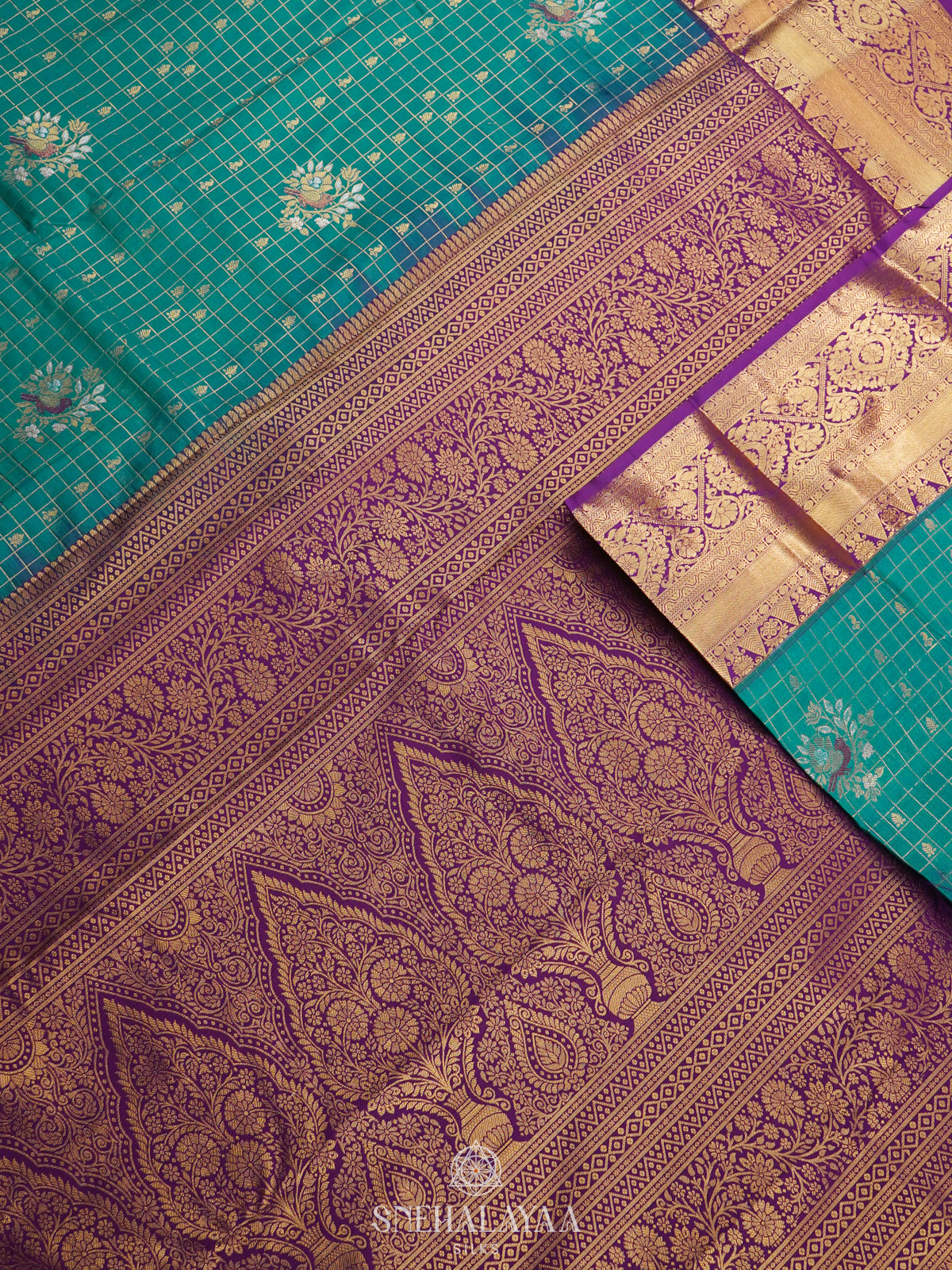 Teal Green Art Silk Saree