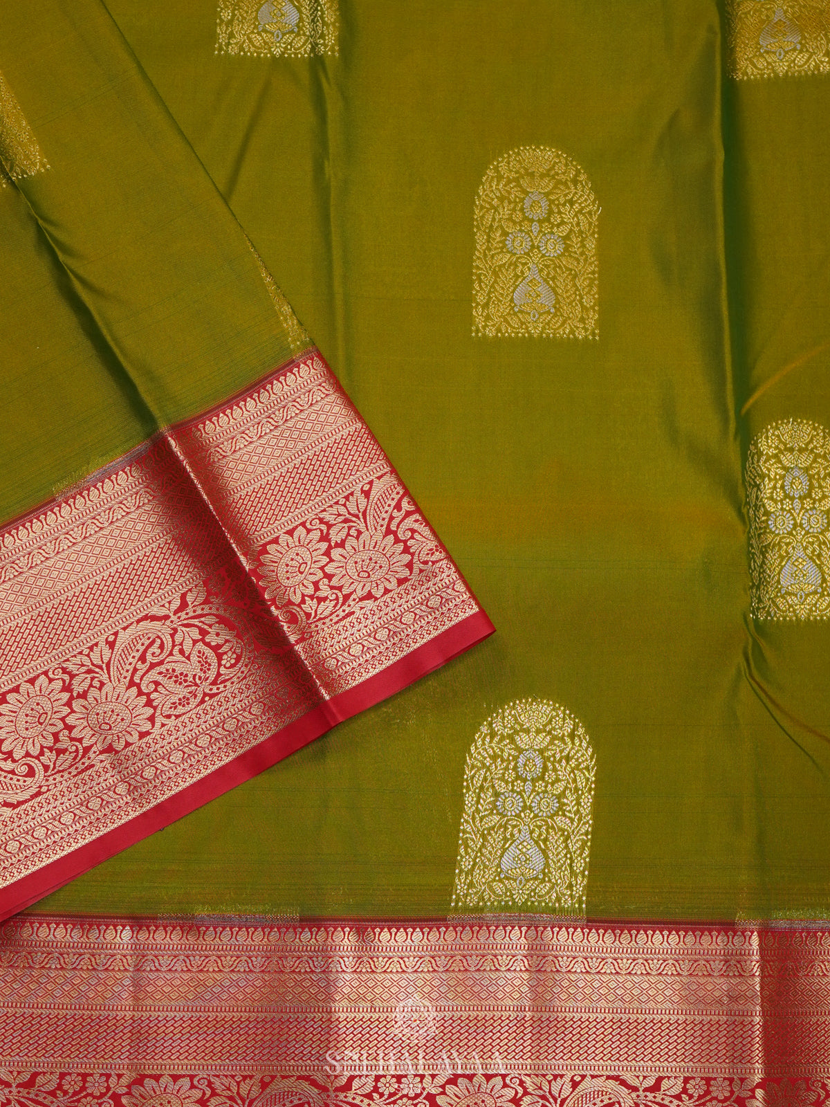 Olive Green Art Silk Saree