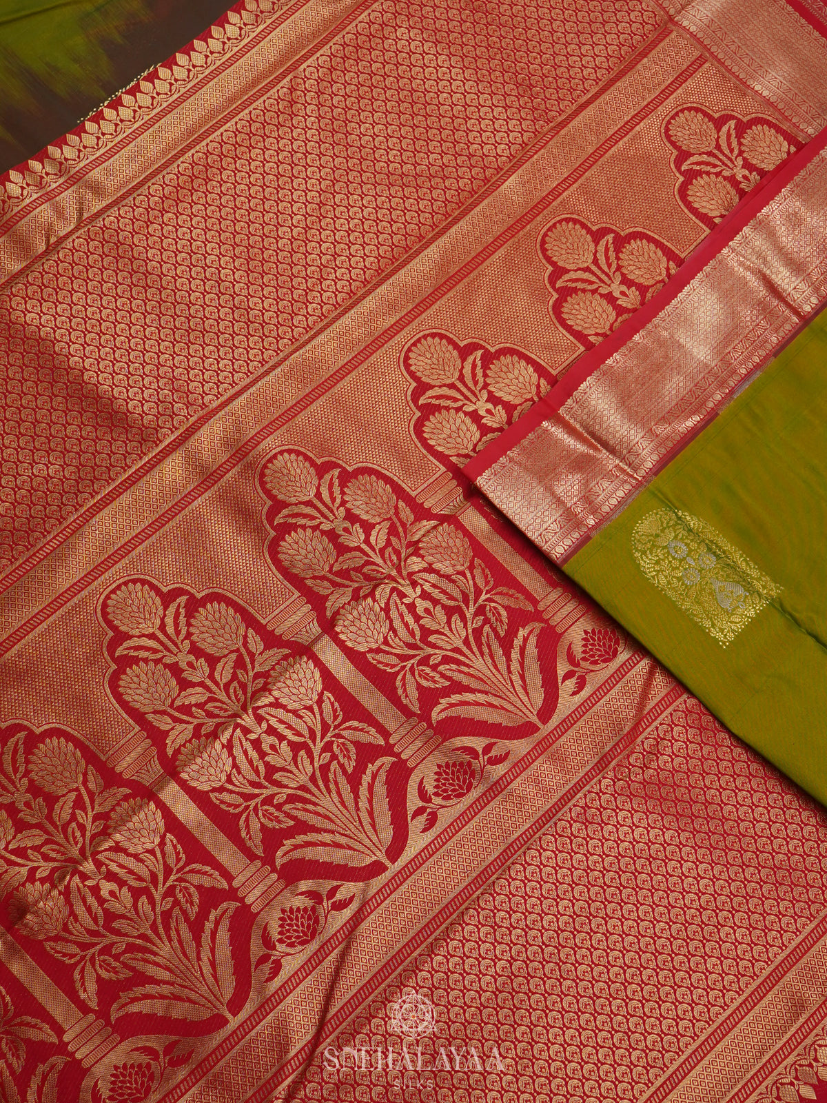 Olive Green Art Silk Saree