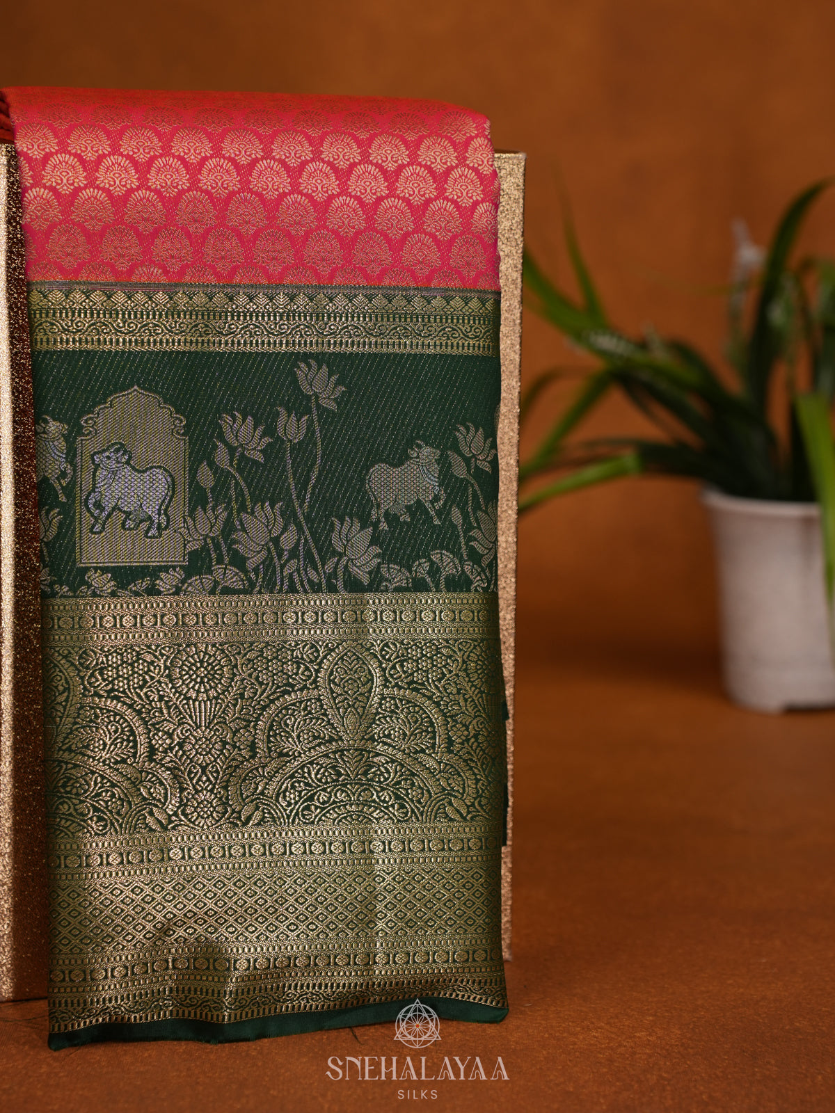 Ruby Red Art Silk Saree