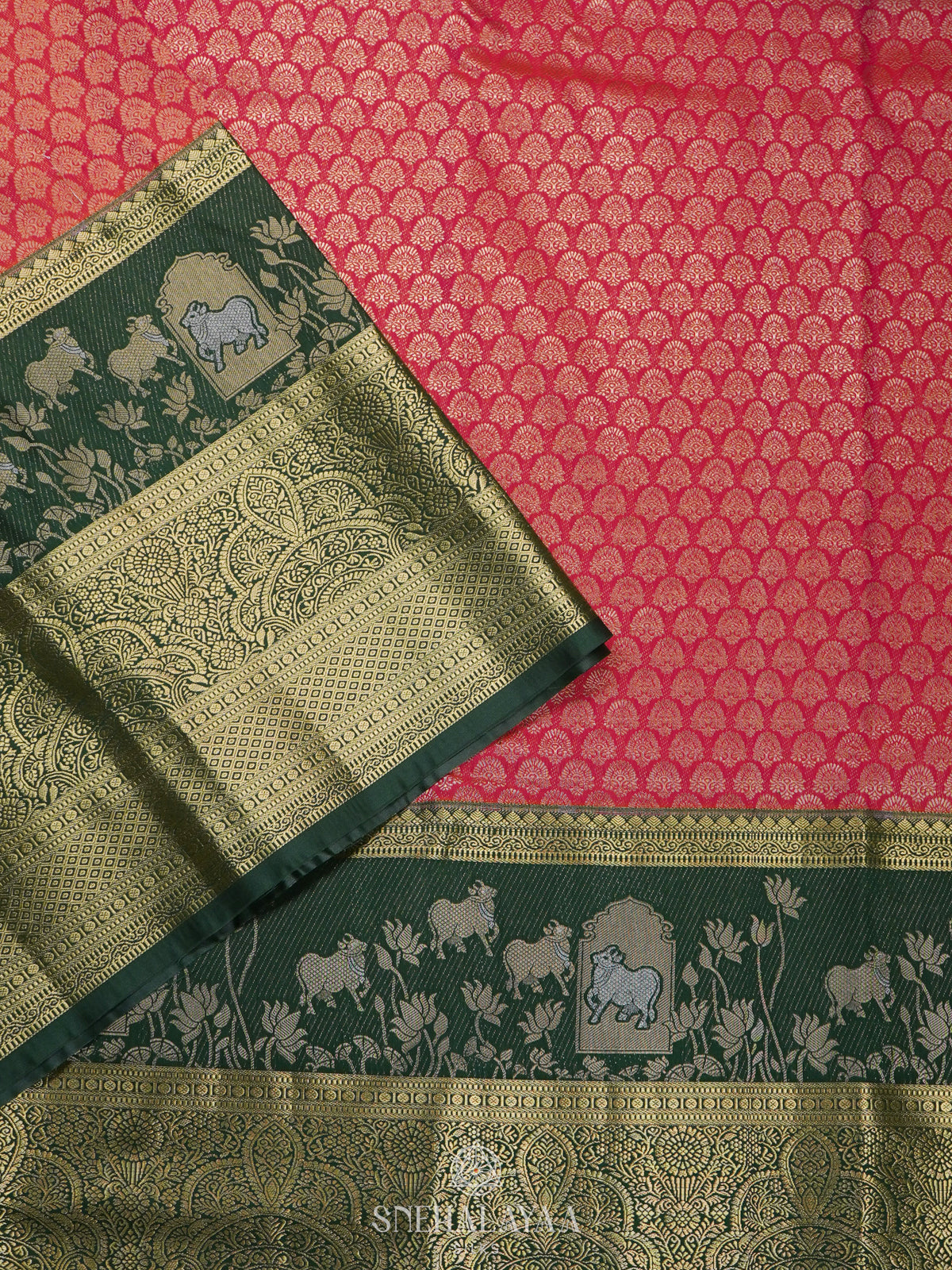 Ruby Red Art Silk Saree