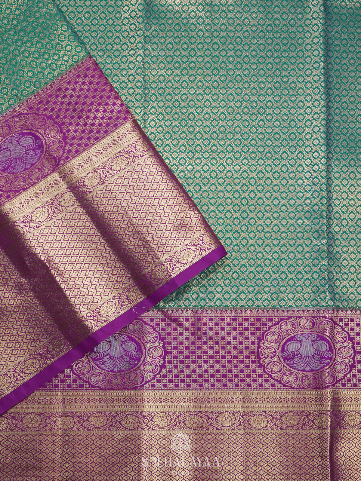 Teal Green Art Silk Saree